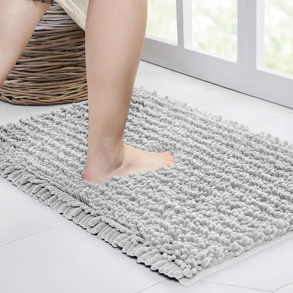 Walensee Large Bathroom Rug Non Slip Bath Mat (72X24 Inch Light Grey) Water Absorbent Super Soft Shaggy Chenille Machine Washabl