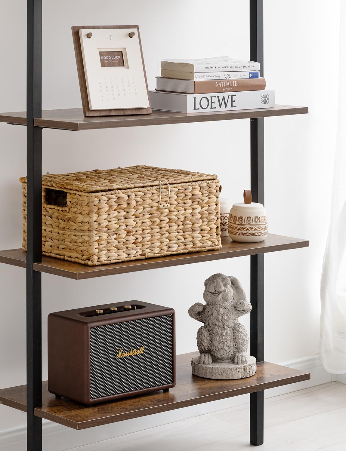 Storageworks Water Hyacinth Wicker Baskets For Organizing, Medium Wicker Basket With Lid, Decorative Basket With Built-In Handle