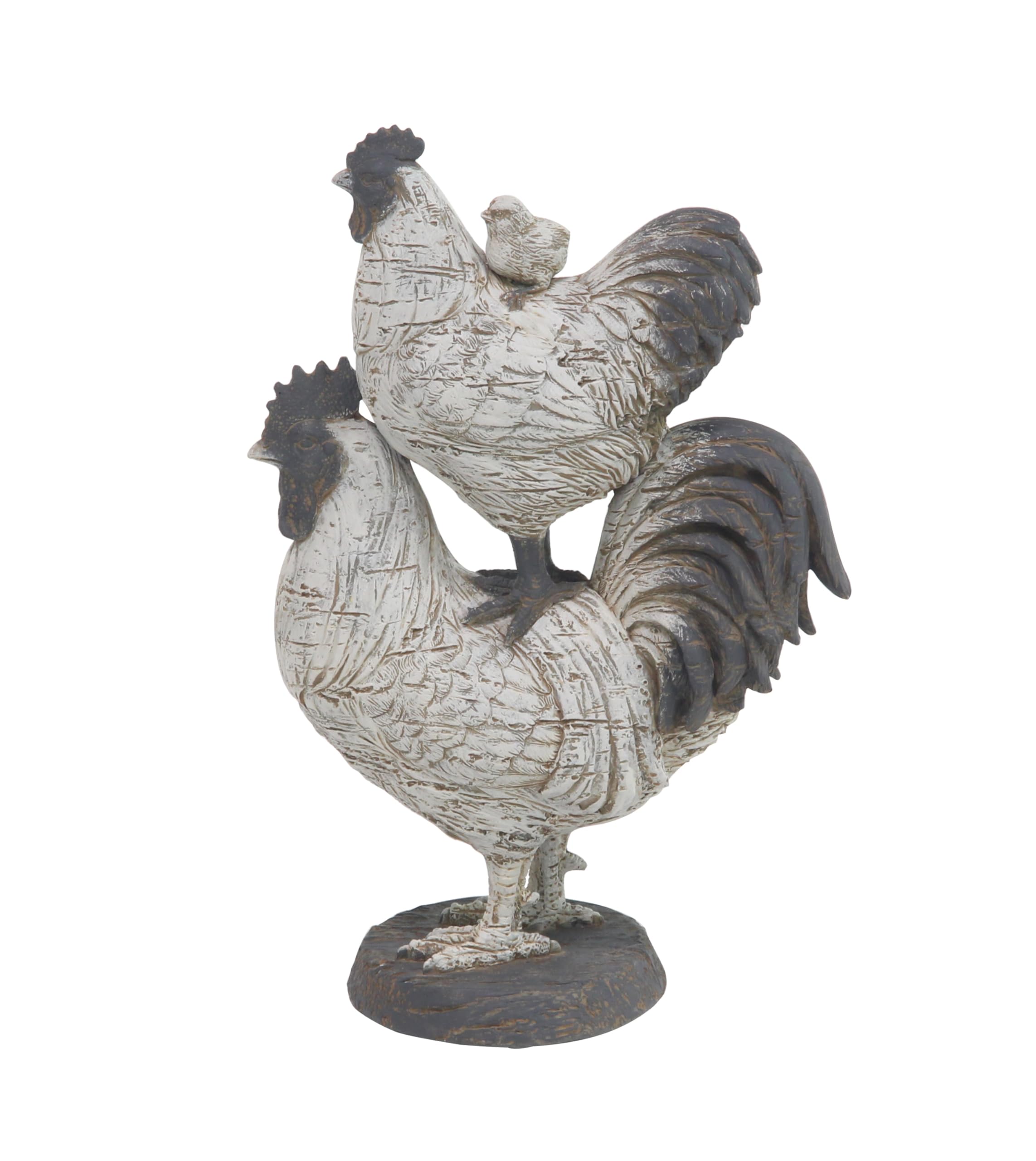 Deco 79 Polystone Rooster Decorative Sculpture Home Decor Statue, Accent Figurine 8 x 5 x 12, White