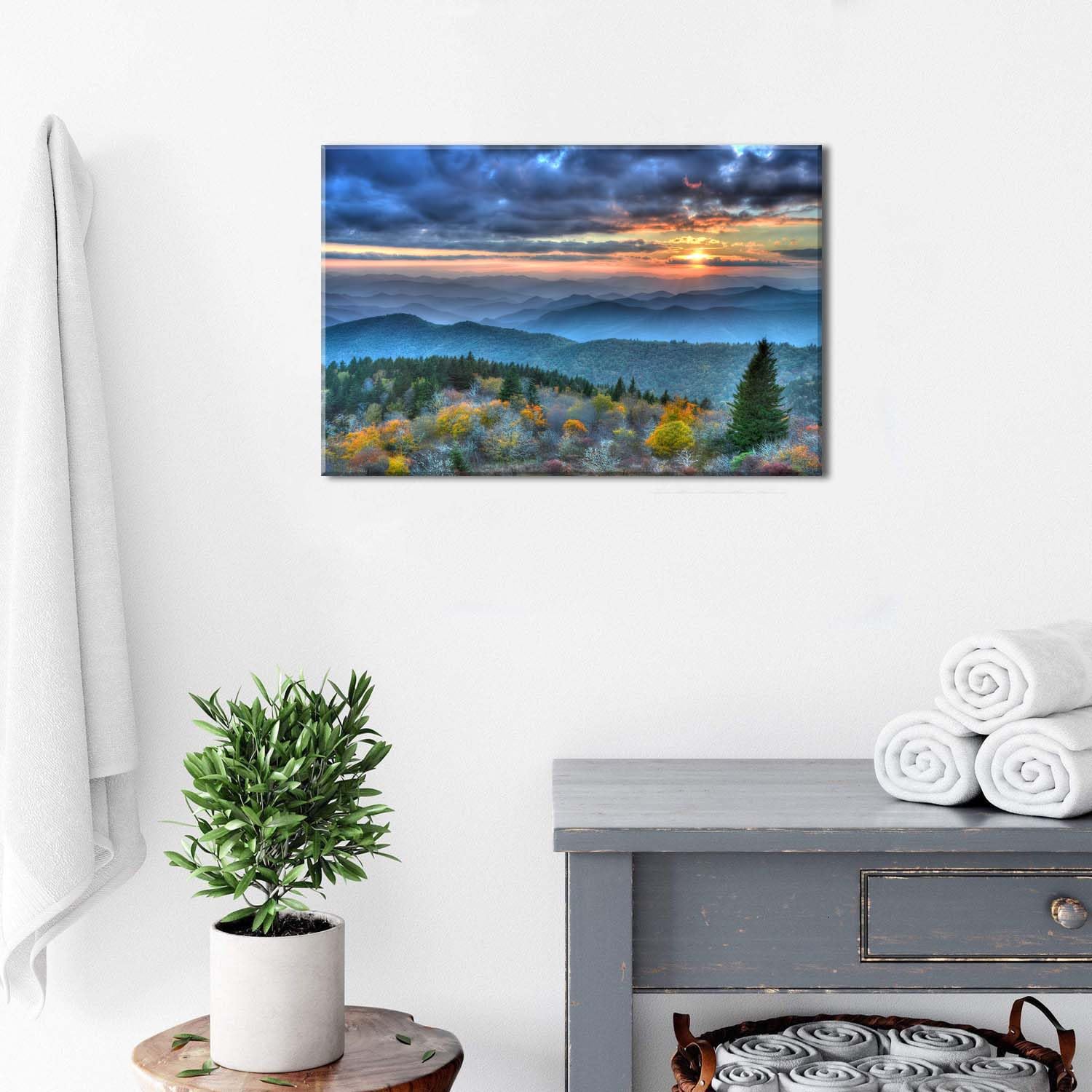 Blue Ridge Mountain Wall Art Sunrise Smoky Mountains Pictures For Living Room Decor Nature Forest Photo Prints National Park Lan