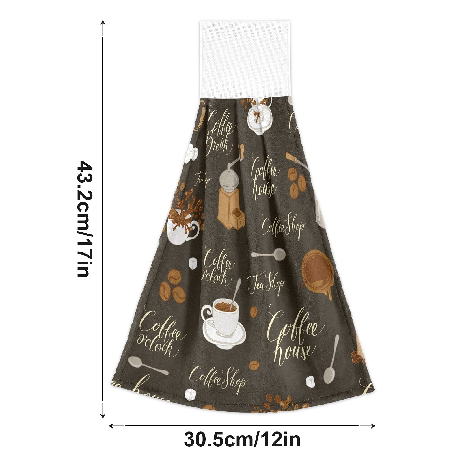 Tea Coffee Beans Theme Kitchen Hanging Towel Cafe Hand Tie Towels Set 2 Pcs Tea Bar Dish Cloths Dry Towel Soft Absorbent Durable