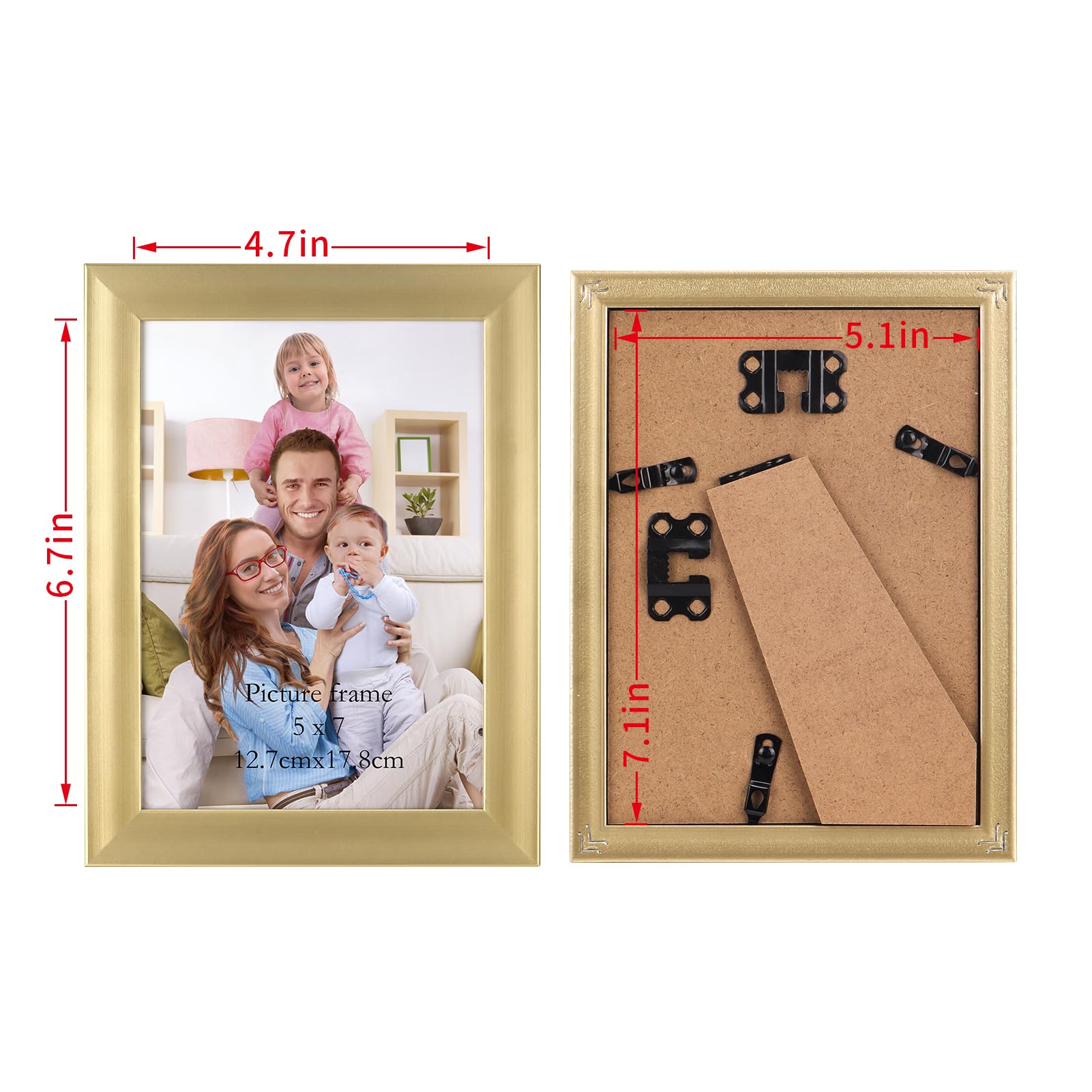 Giftgarden 5x7 Picture Frame Gold Set of 12, Multi Modern 5 x 7 Frames Bulk for Wall or Tabletop Display