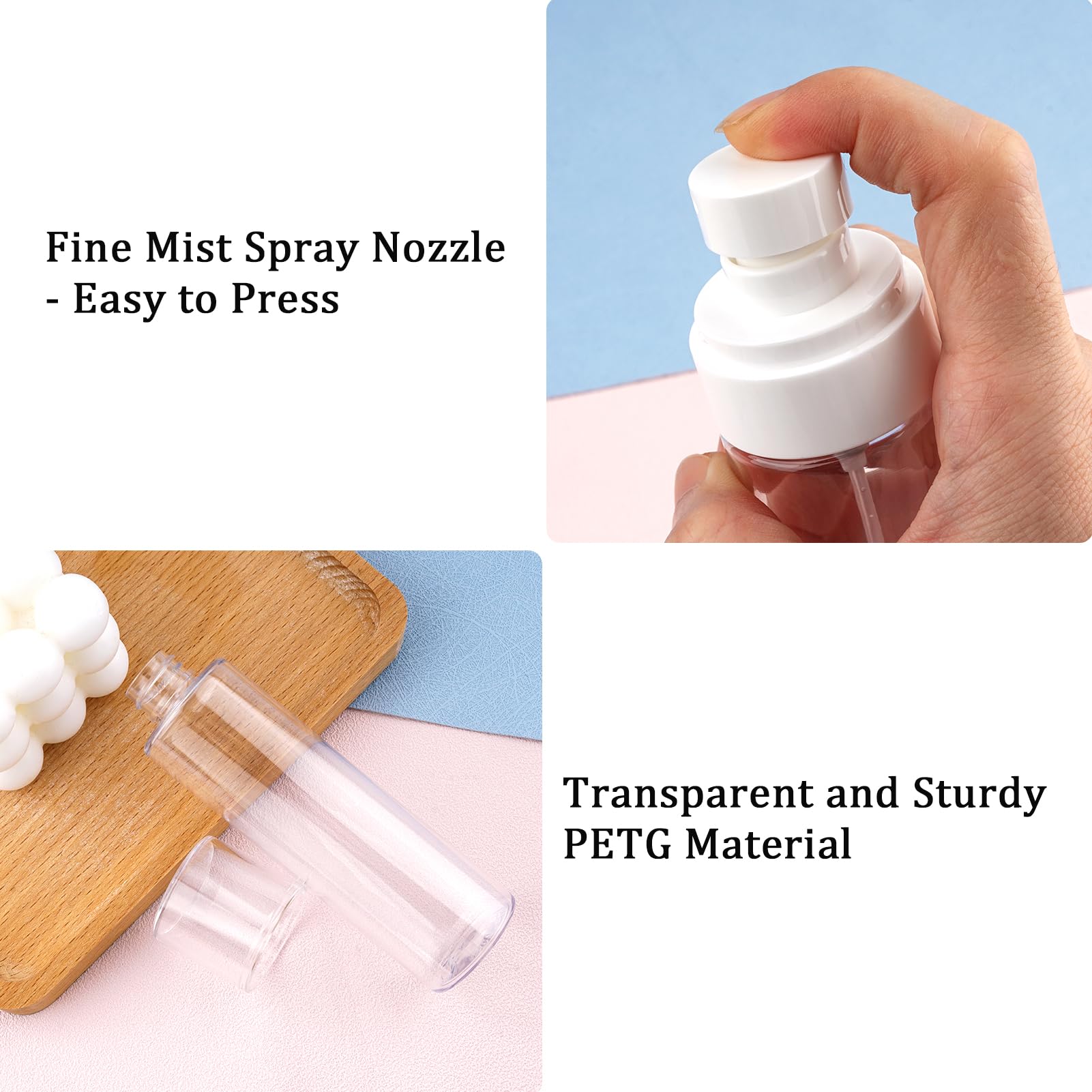 Cosywell Fine Mist Spray Bottles Tsa Approved 3.4Oz/100Ml 3 Pack Leak Proof Travel Size Bottles Refillable Plastic Hair Spray Bo