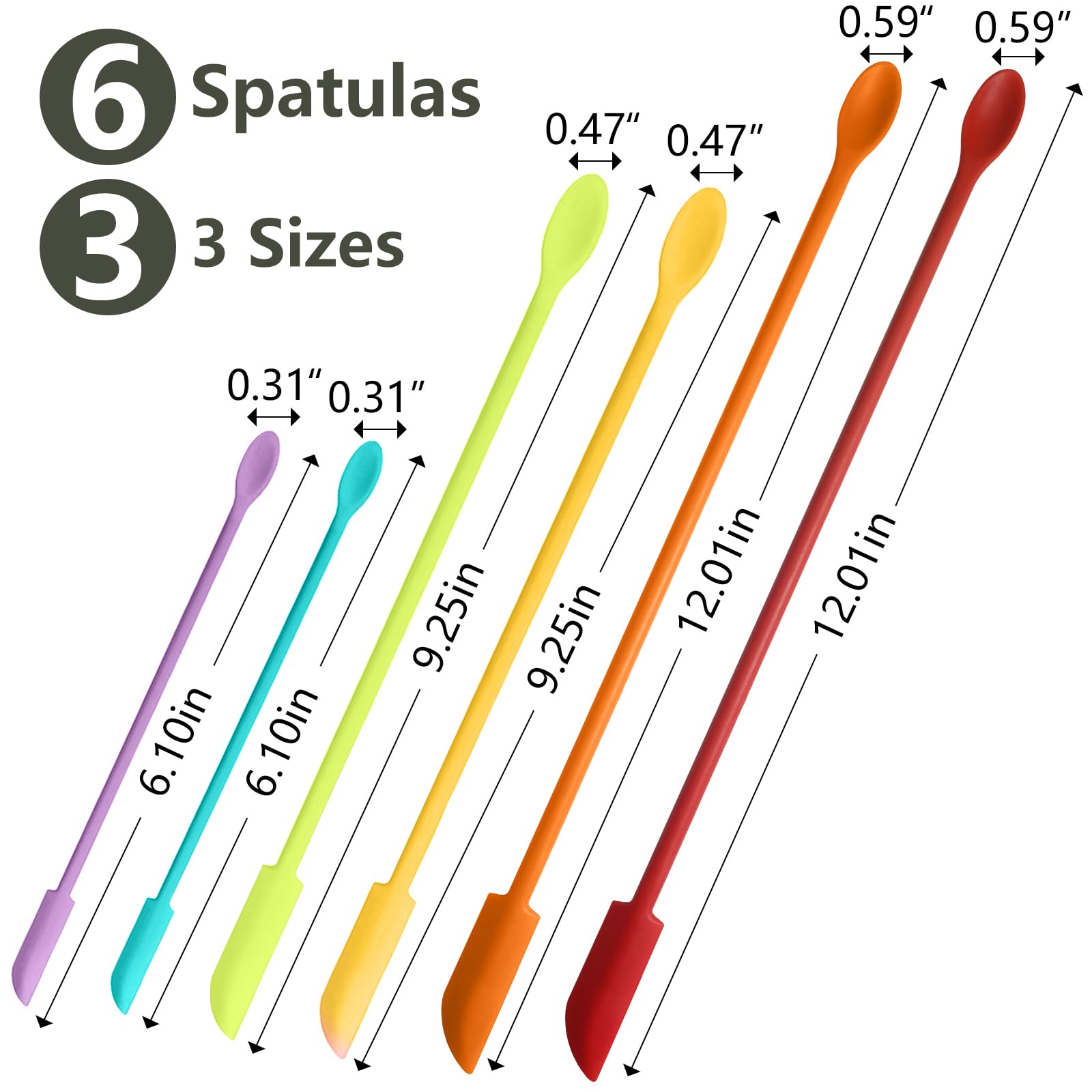 Dufeimoy Colorful 6 Pcs Mini Spatula Silicone Spatula Set, Makeup Spatula Tiny Spatulas For Cosmetics, Small Spatula Beauty Spat