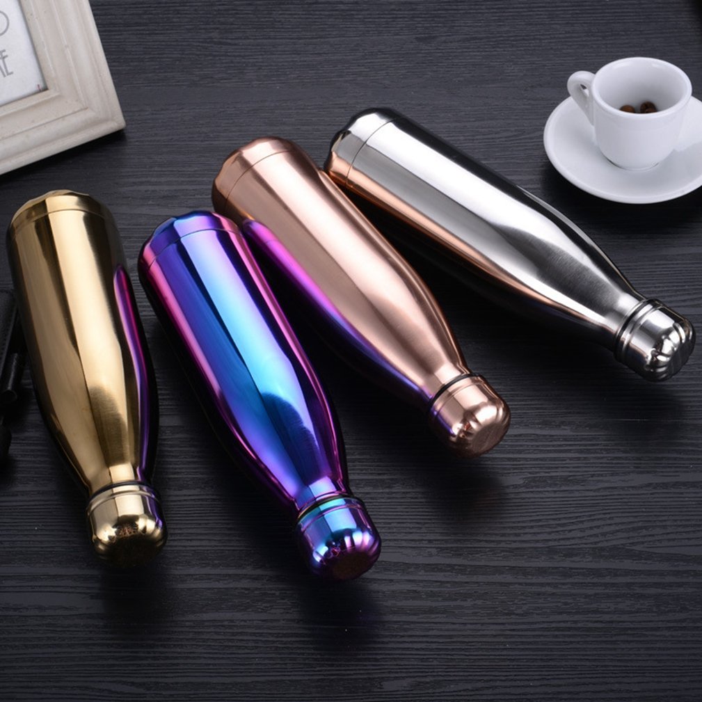Jpojpo Vacuum Insulated Water Bottle, Insulated Cup Holder Plating Colorful 500Ml Stainless Steel Double Wall For Outdoor Sports
