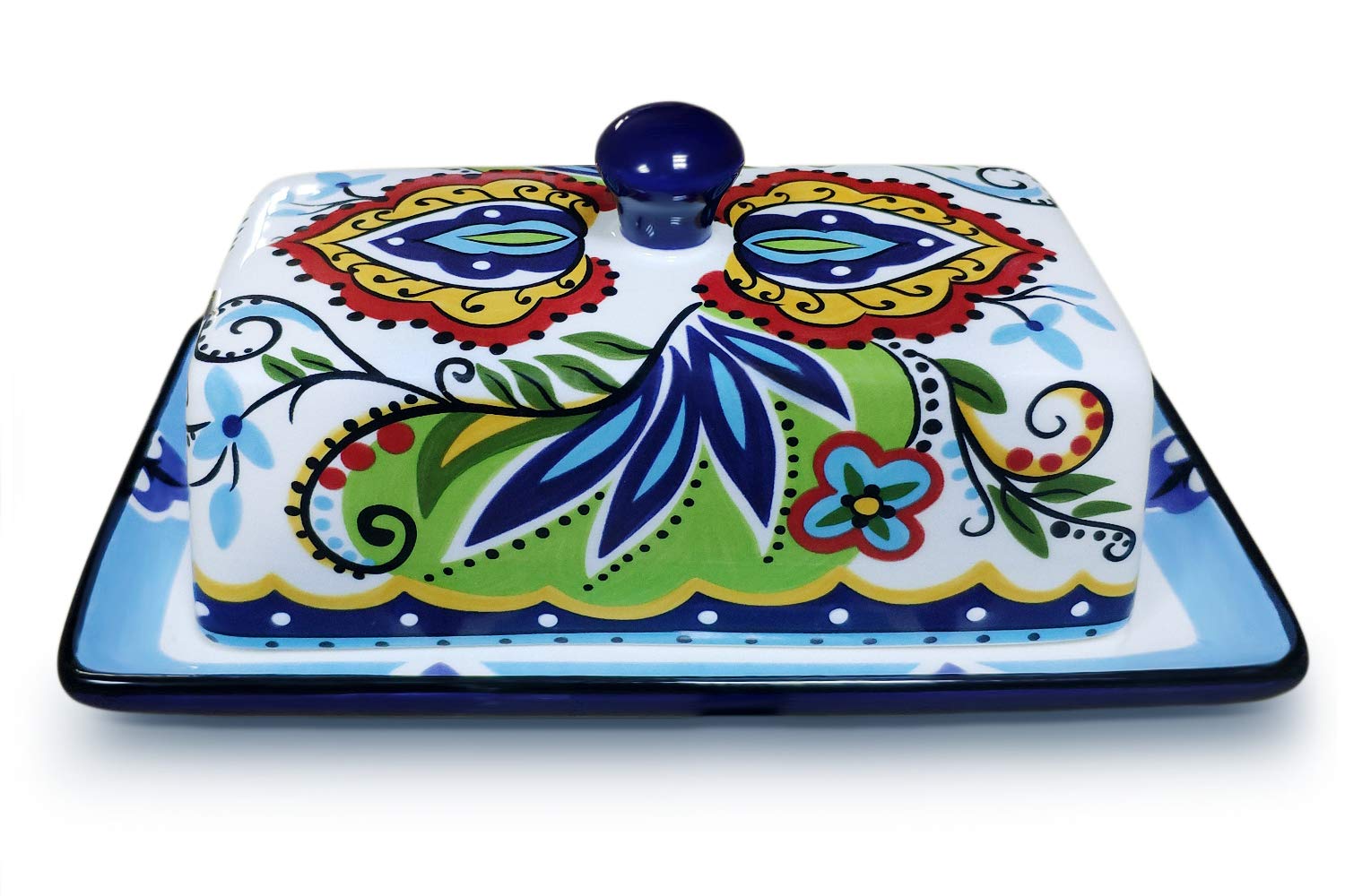 Butter Dishes With Covers, For Serving Tray Cheese, Dessert, Fruit And More Appetizer Plates (Hand Drawn)