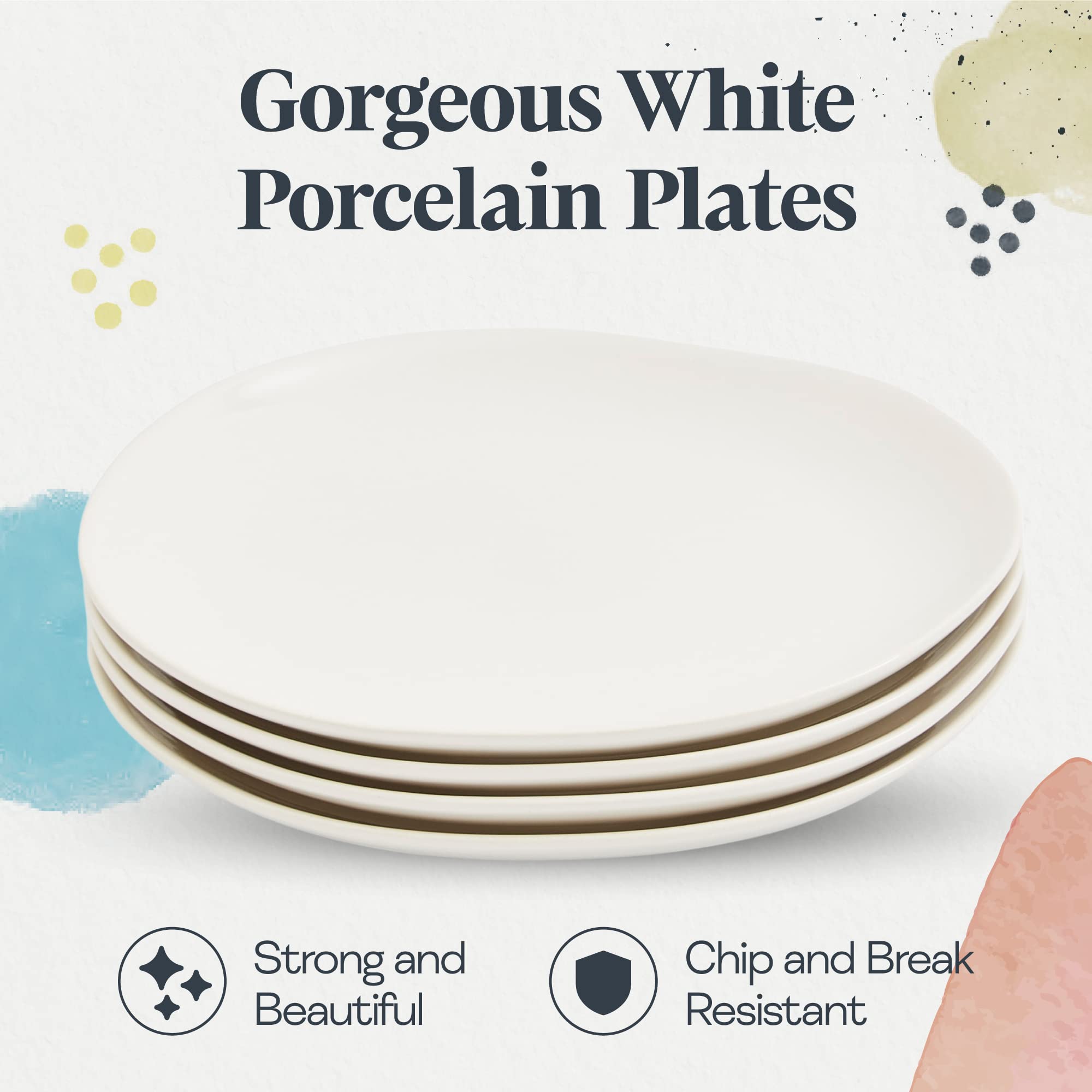 Portmeirion Sophie Conran Arbor Organic Shape Salad Plate | Set Of 4 Plates For Snack, Appetizer, Dessert | Dishwasher, Microwav