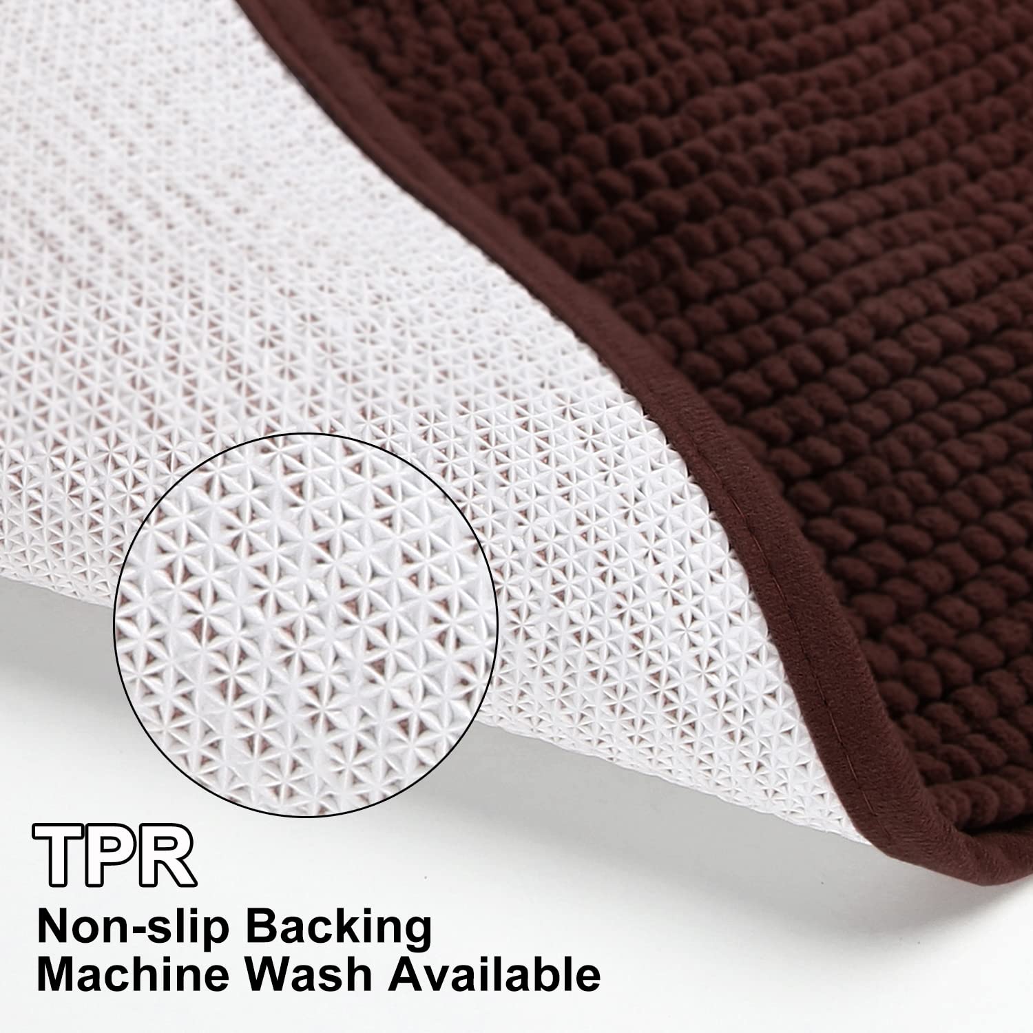 Urvoix Bathroom Rugs Set - 3 Pieces Ultra Soft Non-Slip Bath Mats  Chenille Absorbent Bath Rugs for Bathroom  Tub and Shower (Brown)