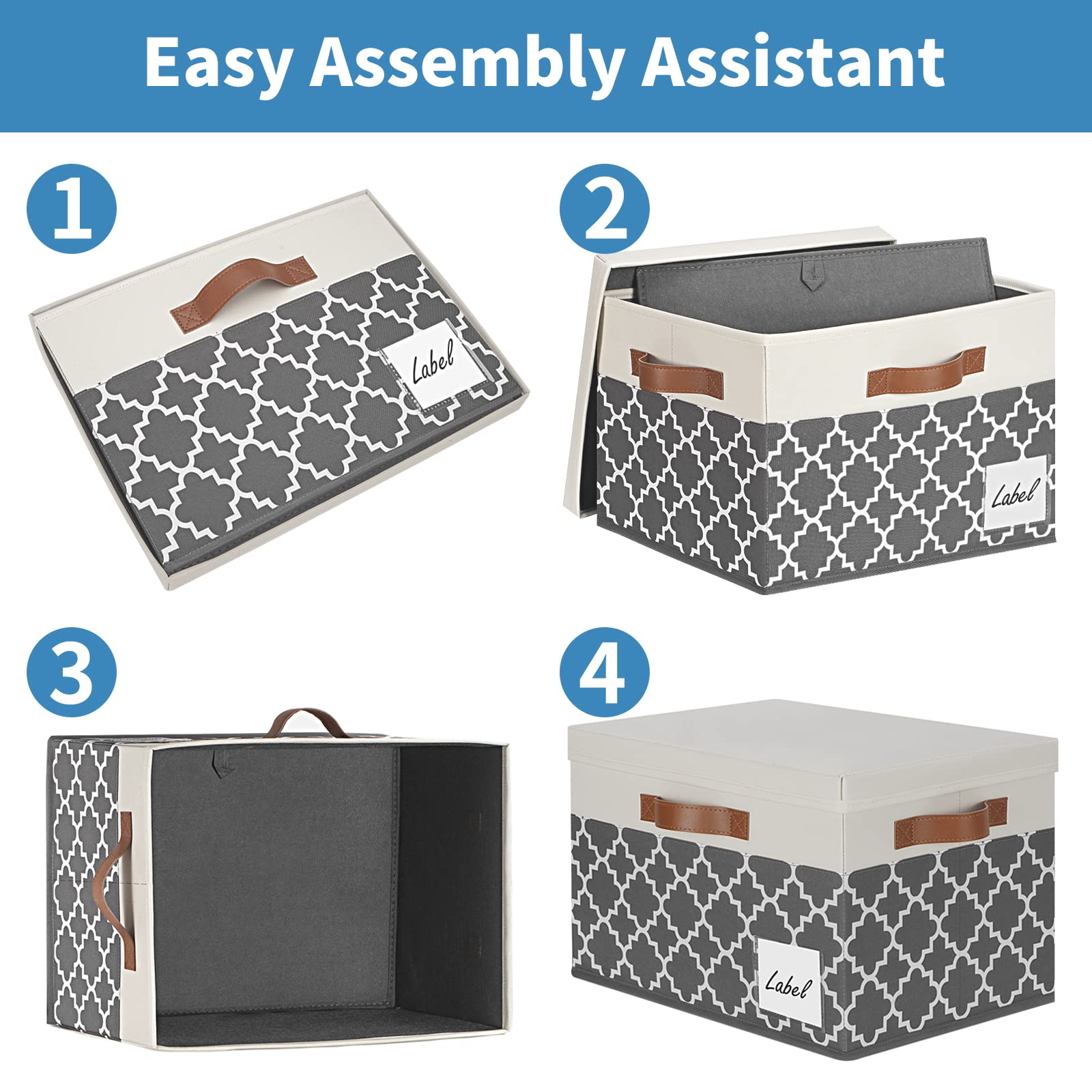 Ghvyennttes Extra Large Storage Bins With Lids, Foldable Fabric Storage Boxes With Lids And 3 Handles, Storage Baskets With Labe