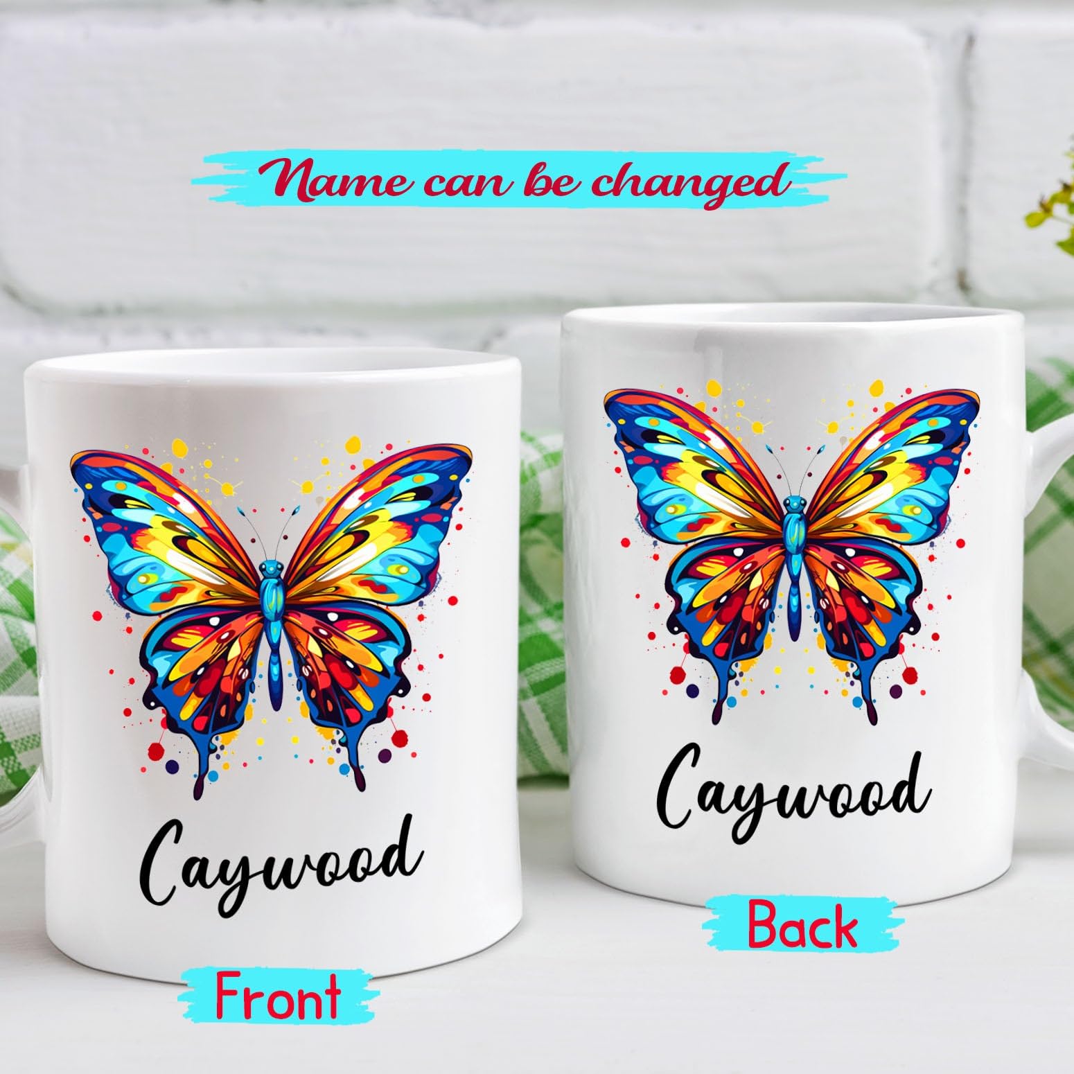 Personalized Butterfly White Ceramic Mug Gift For Girl Women Butterfly Lover Birthday, Butterfly Coffee Mug Cup Gifts With Custo