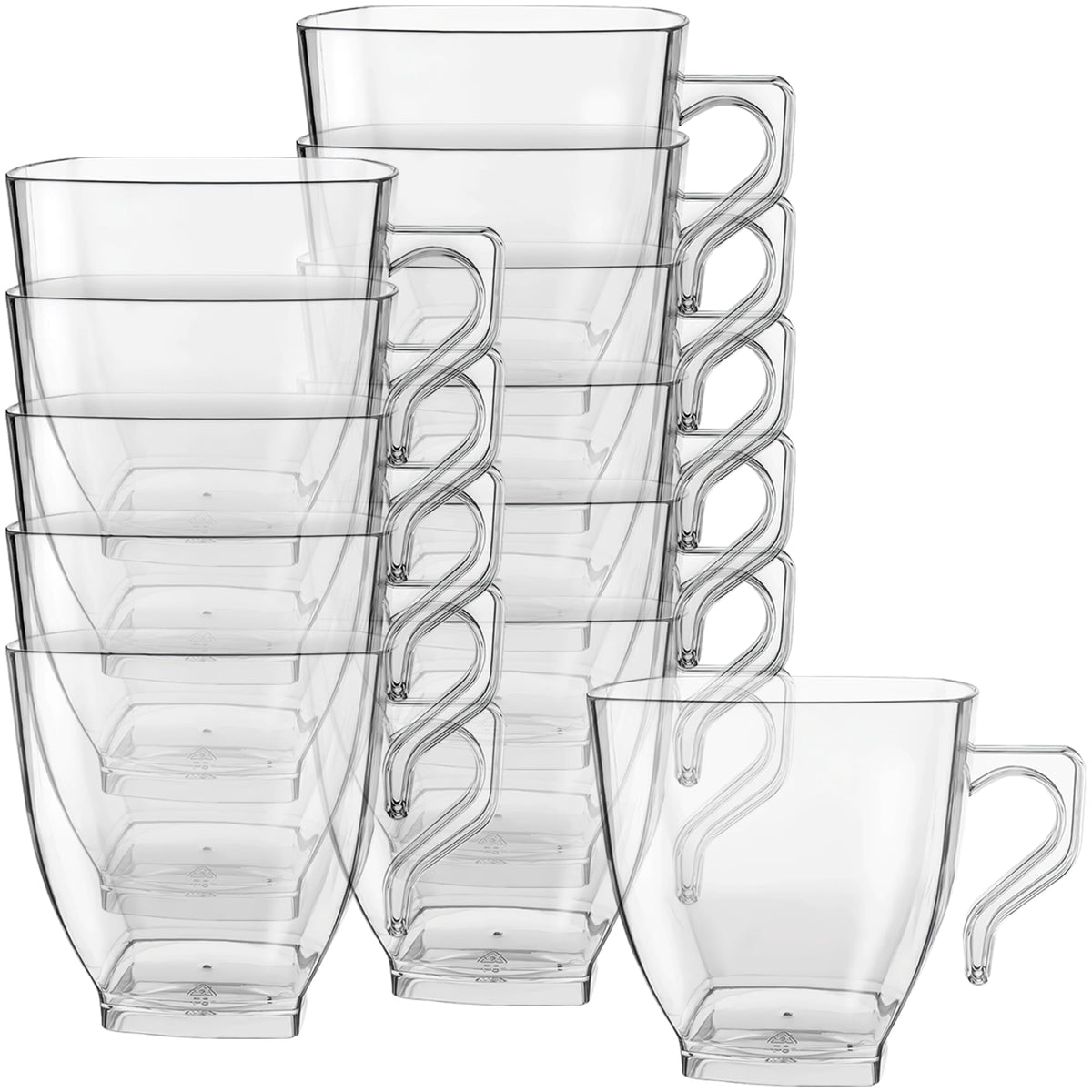 Kaya Clear Square Plastic Mini Coffee Tea Cups (2 Oz., Pack Of 12) - Elegant & Convenient Design - Ideal For Celebrations, Gathe