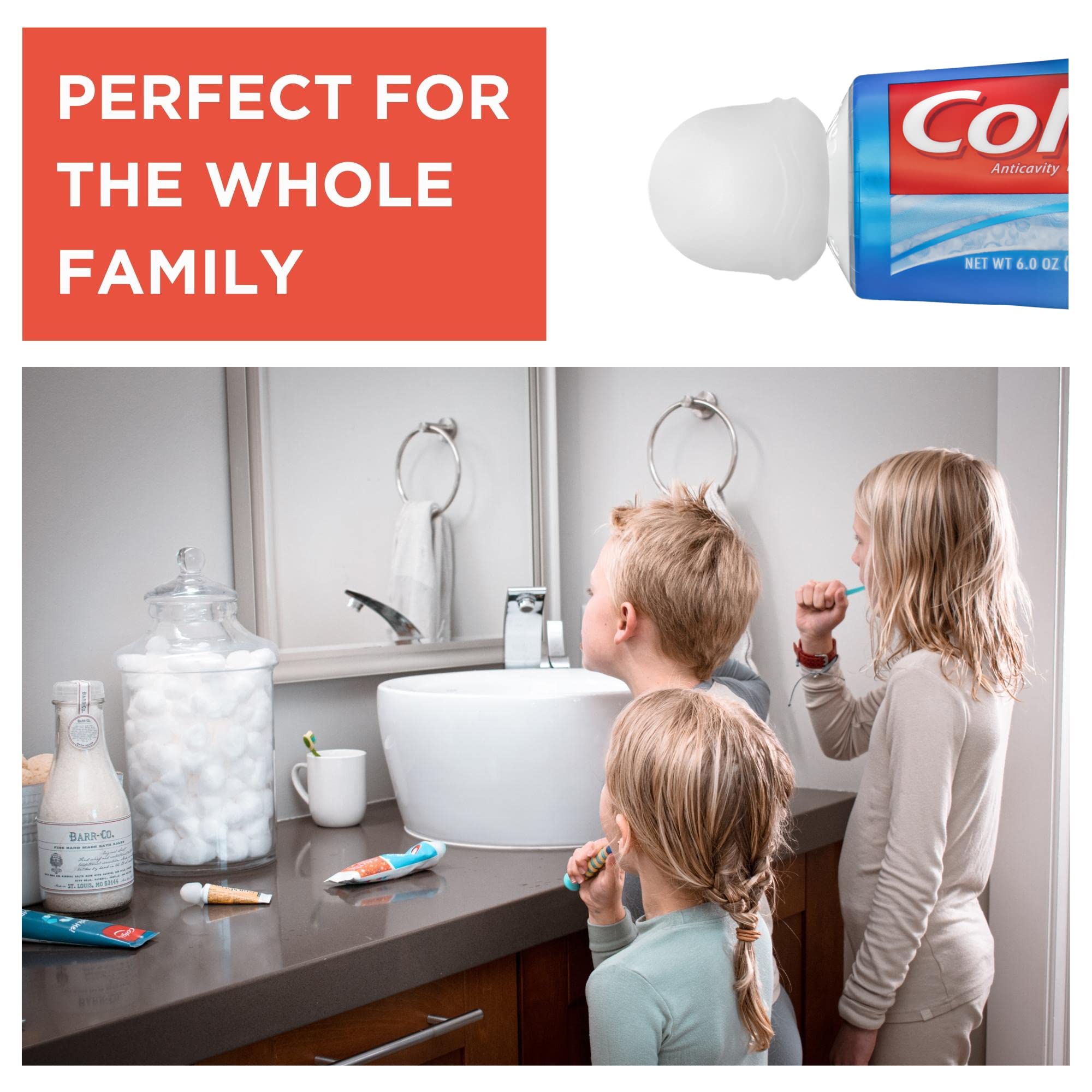Self-Standing Squeezme By Chrome Cherry, Self-Closing And Free-Standing Silicone Caps, Mess-Free Toothpaste Dispenser Squeezer L