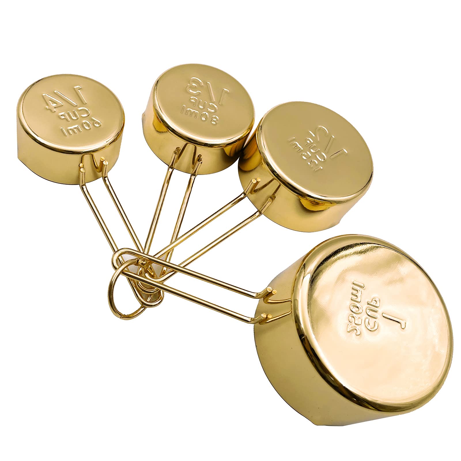 4Pcs Stainless Steel Measuring Cups Set Kitchen Accessories Baking Tea Coffee Measuring Tools (Gold-4Pcs)