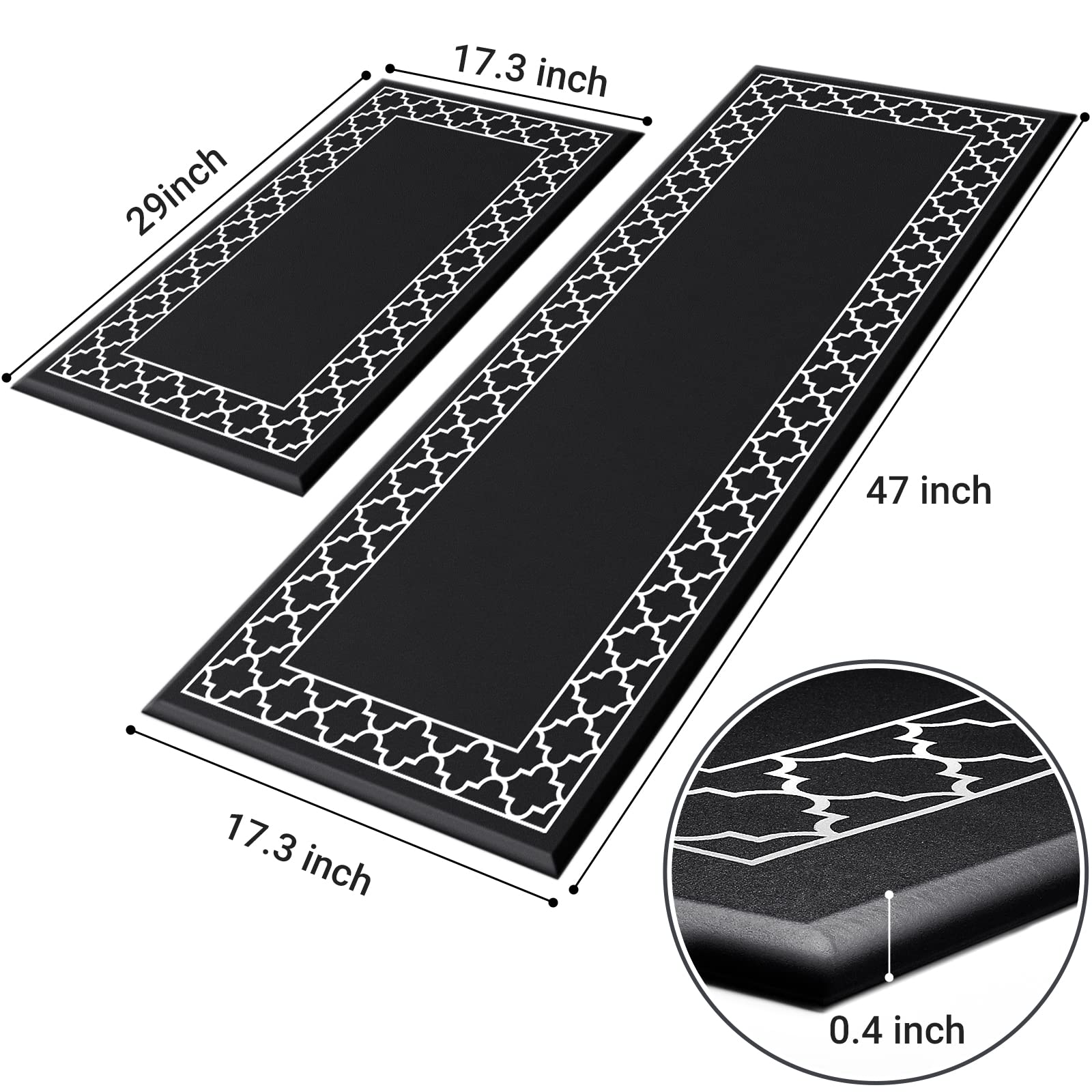Luxstep Kitchen Mat Set Of 2 Anti Fatigue Mat, Non Slip Kitchen Rugs And Mats Waterproof Memory Foam Kitchen Rug, Standing Desk
