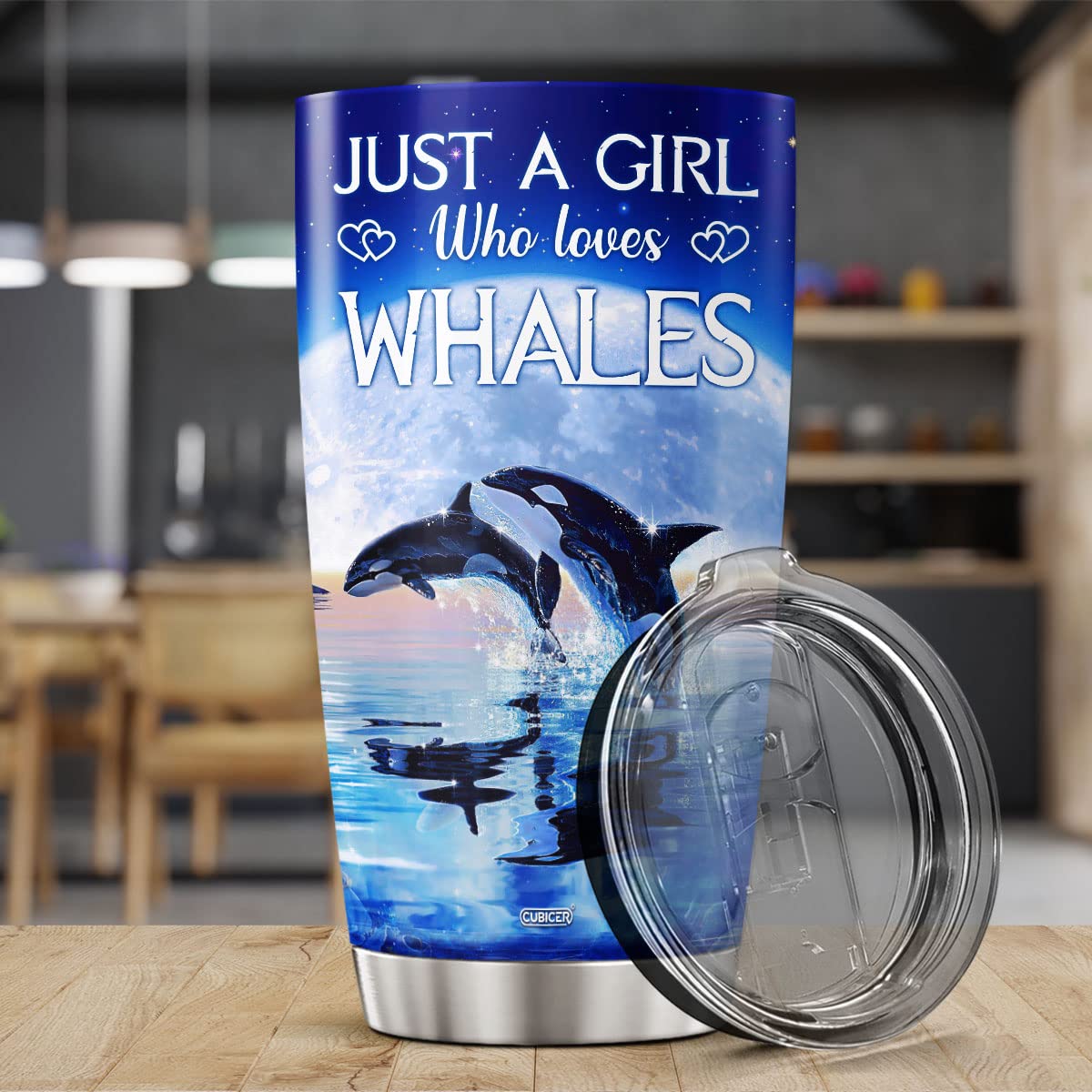 Cubicer Whale Stainless Steel Tumbler Whale Tail Coffee Cups Tumblers Beluga Whale 20 Oz Mugs Decor Mug Inspirational Insulated