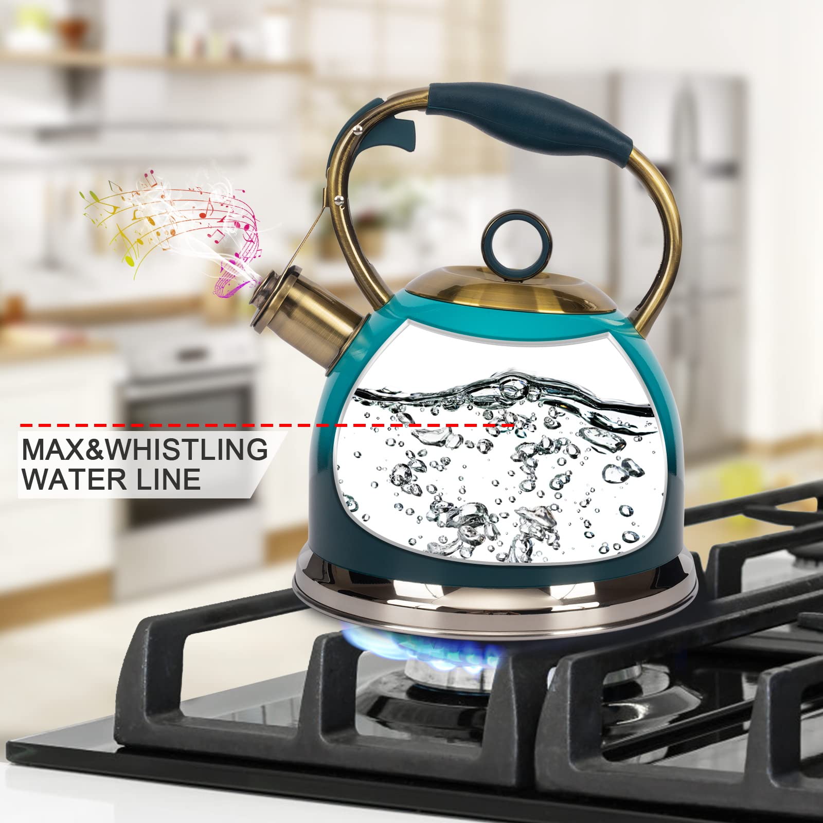 Tea Kettle -3.0 Quart Tea Kettles Stovetop Whistling Teapot Stainless Steel Tea Pots For Stove Top Whistle Tea Pot