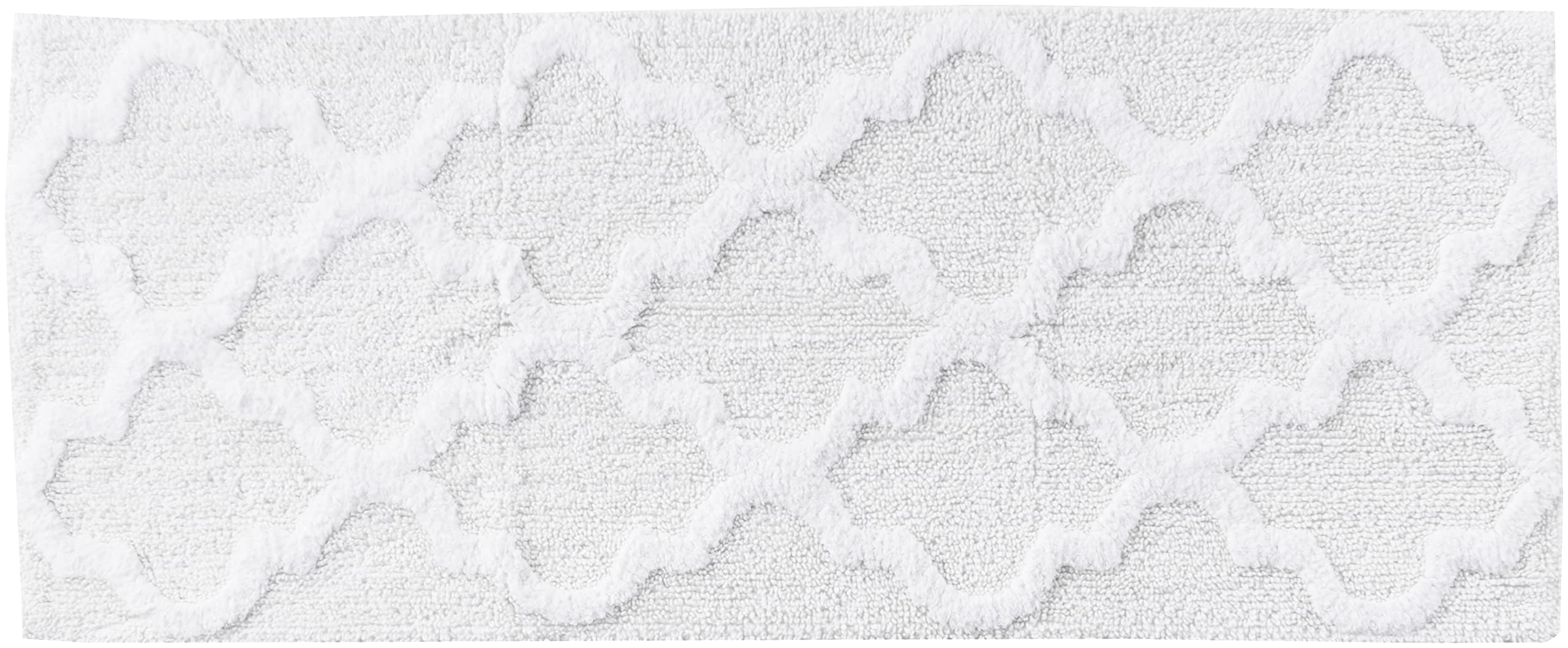 Lavish Home 100% Cotton Trellis Bathroom Mat - 24X60 Inches - White