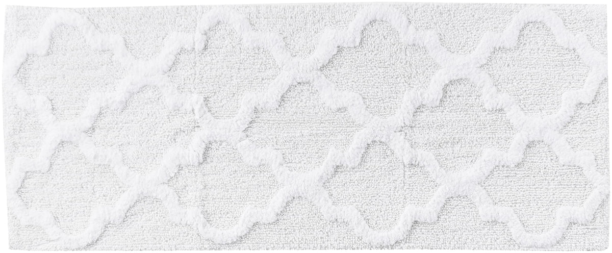 Lavish Home 100% Cotton Trellis Bathroom Mat - 24X60 Inches - White
