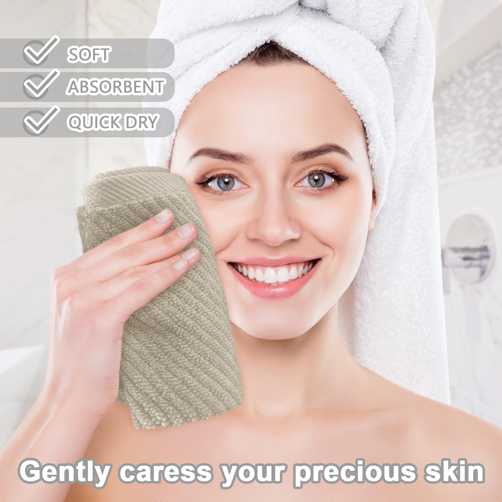 Cotton Washcloths - 6Pc 13''X13'' | Quick Dry | Soft | Light Weight | Absorbent | Hotel Quality, Luxury Wash Cloths For Body, Ha