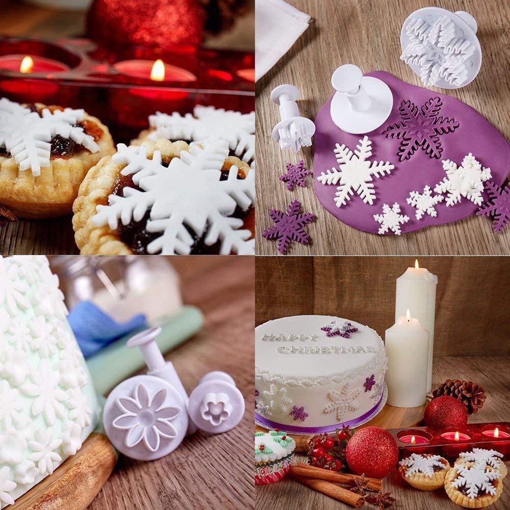 Soleebee 114 Pcs Cake Decorating Tools Fondant Cake Baking Decorating Sugar Craft Icing Tools Plunger Cutters Snowflake Rose Flo