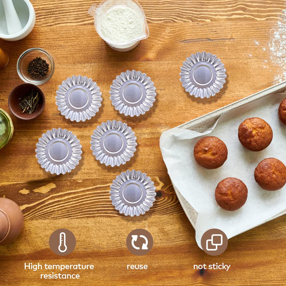 Jogilboy 20 Pcs Disposable Aluminum Foil Egg Tart Molds Mini Pie Tins Pans And Tinfoil Cupcake Cake Cookie Liner Baking Cup Mold