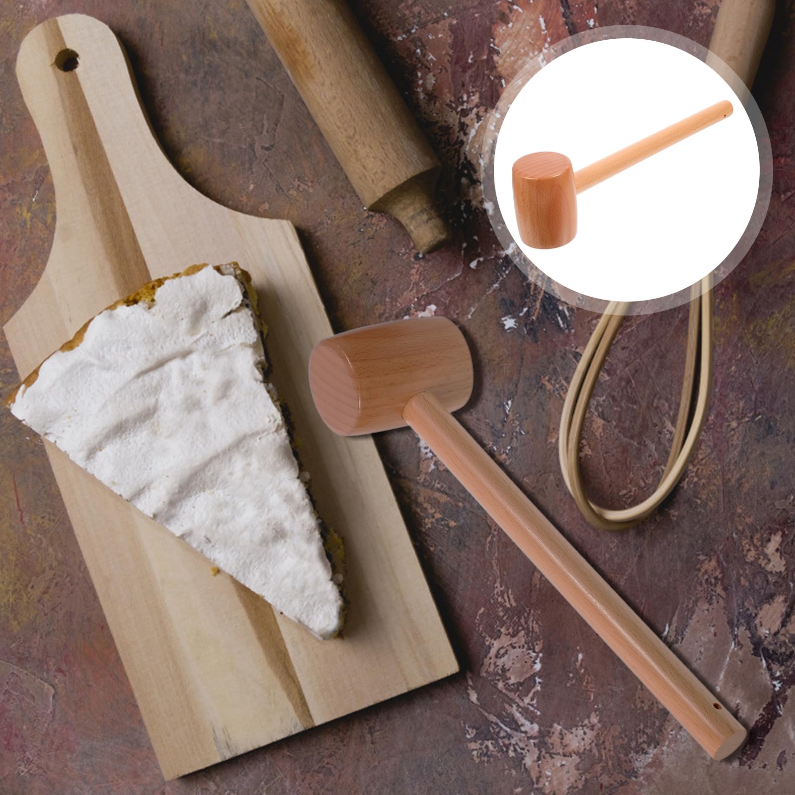 Luxshiny Meat Mallet Mini Wooden Hammer Mallet Pounding Meat Tenderizer For Beef Veal Chicken Cute Beating Gavel For Boys Girls