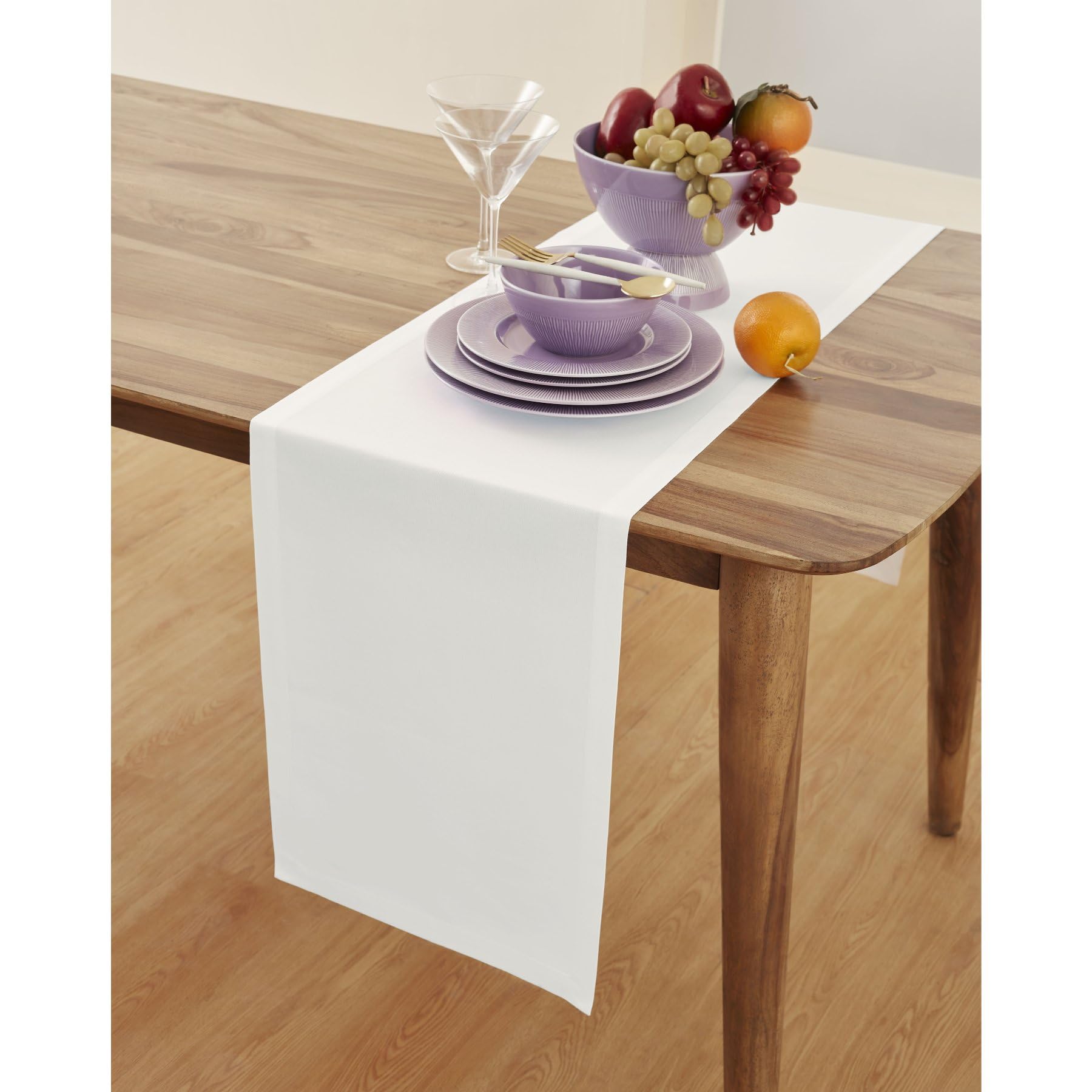 Solino Home White Table Runner 108 Inches Long - Cotton Linen Valentines Day Table Runner 14 X 108 Inch - Machine Washable Dinin