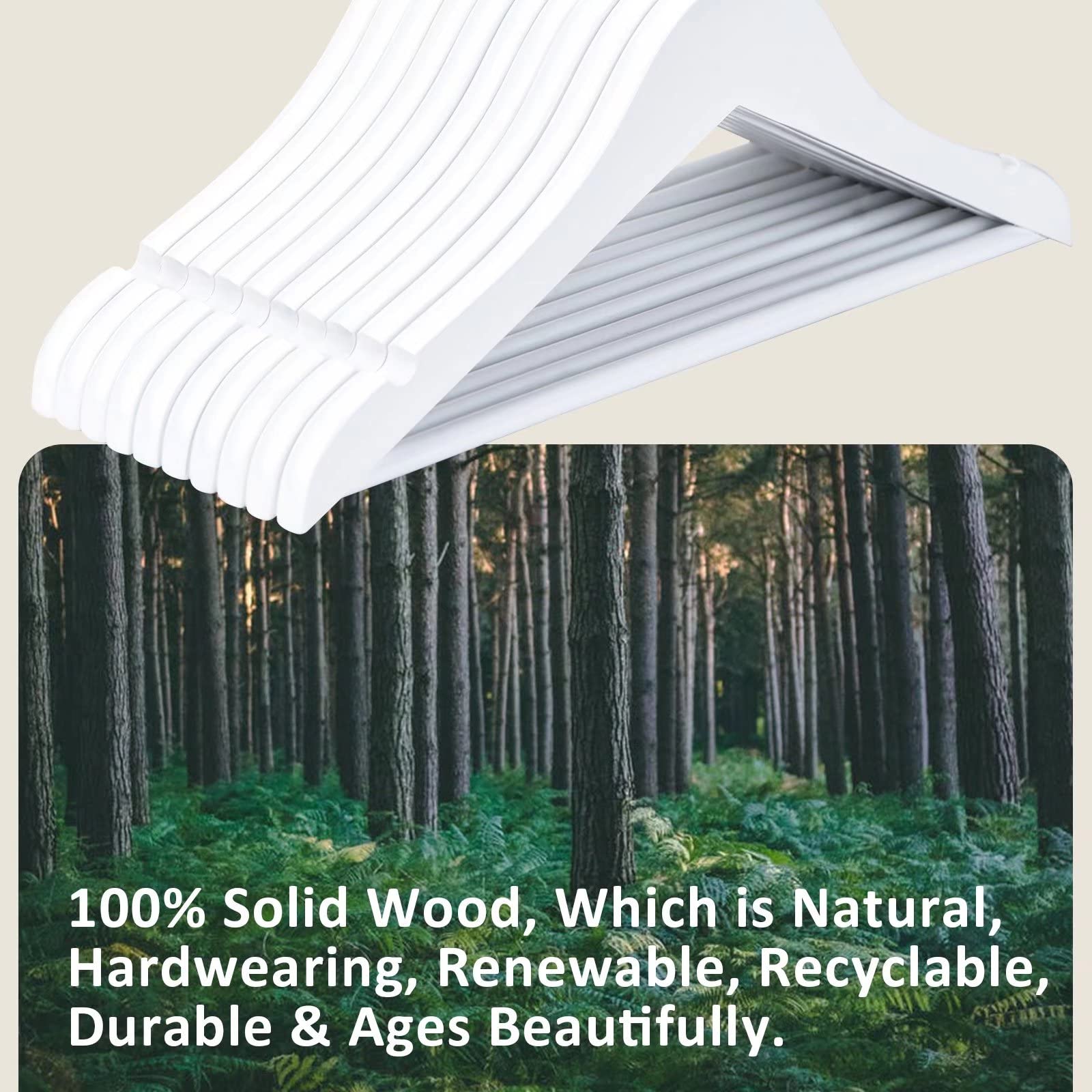 Fairyhaus Kids Hangers 20 Pack 12.8 Inch, Solid Wooden Baby Hangers For Closet, Anti-Rust 360 Swivel Hook, Notches & Smooth Fini