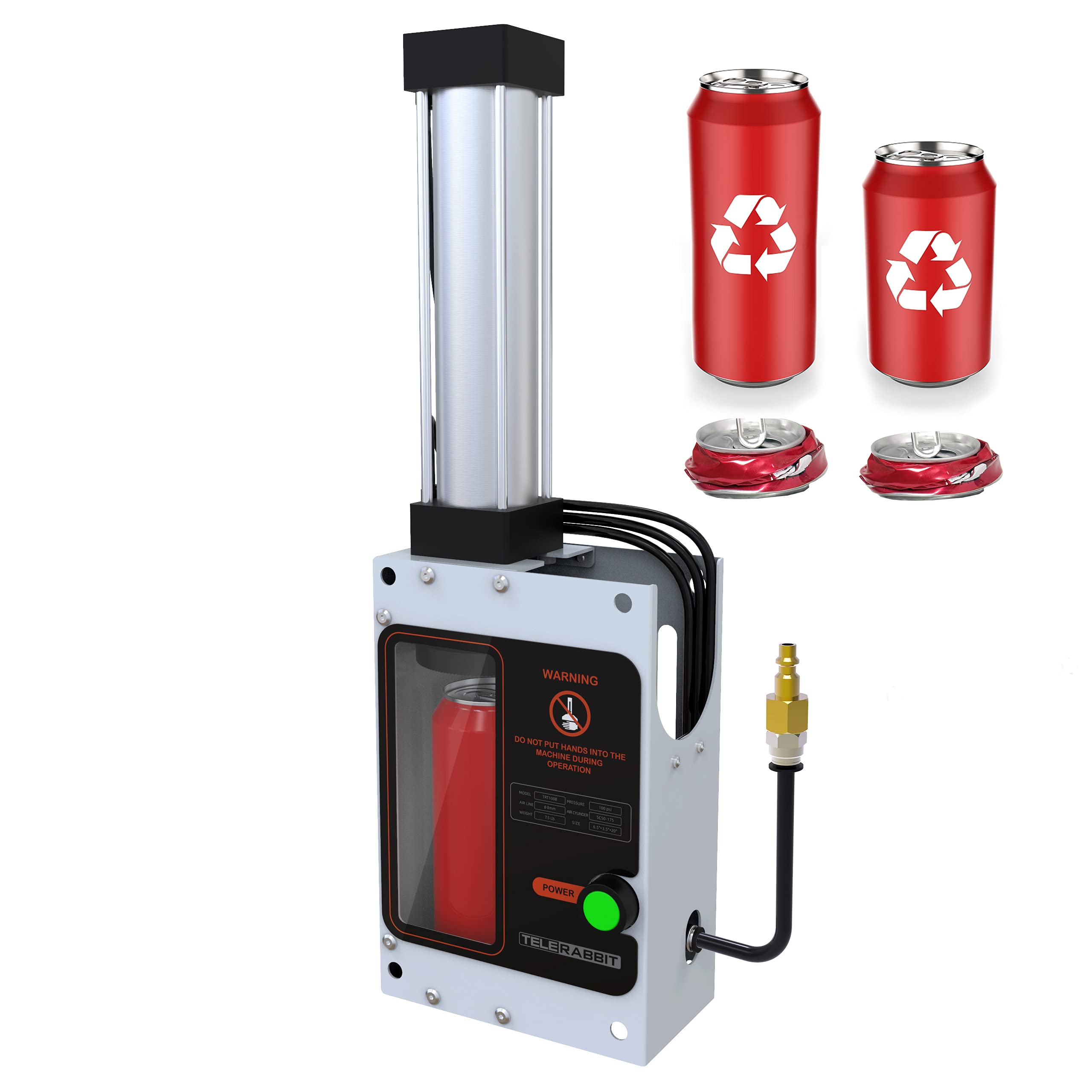 12Oz/16Oz Pneumatic Can Crusher, Aluminum Can Crusher For Recycling, Wall Mounted Can Smasher, Automatic Discharge After Crushed