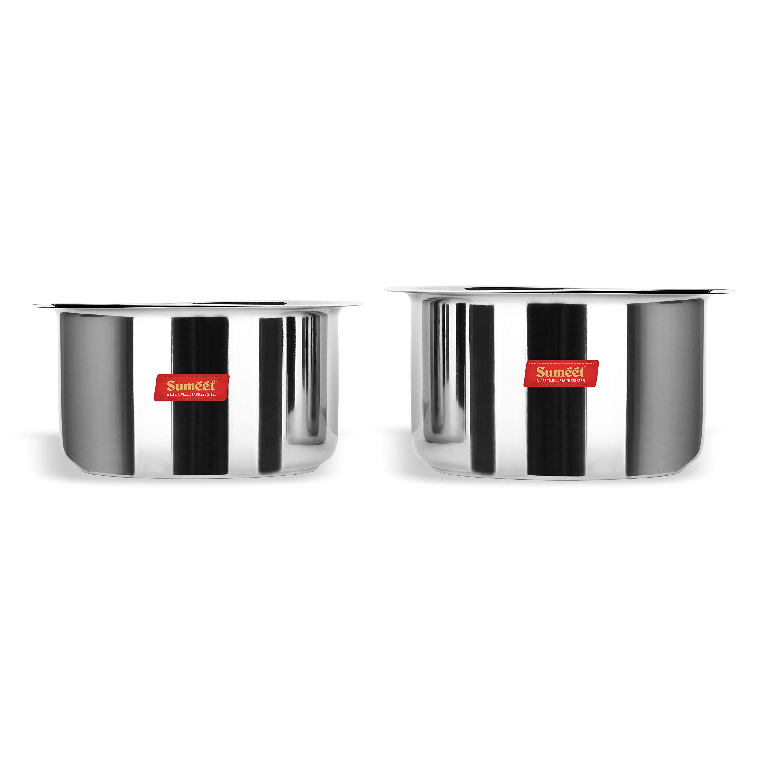 Sumeet 2 Pcs Large Size Stainless Steel Induction & Gas Stove Friendly Container Set/Tope/Cookware Set with Lids - Size No.16 to