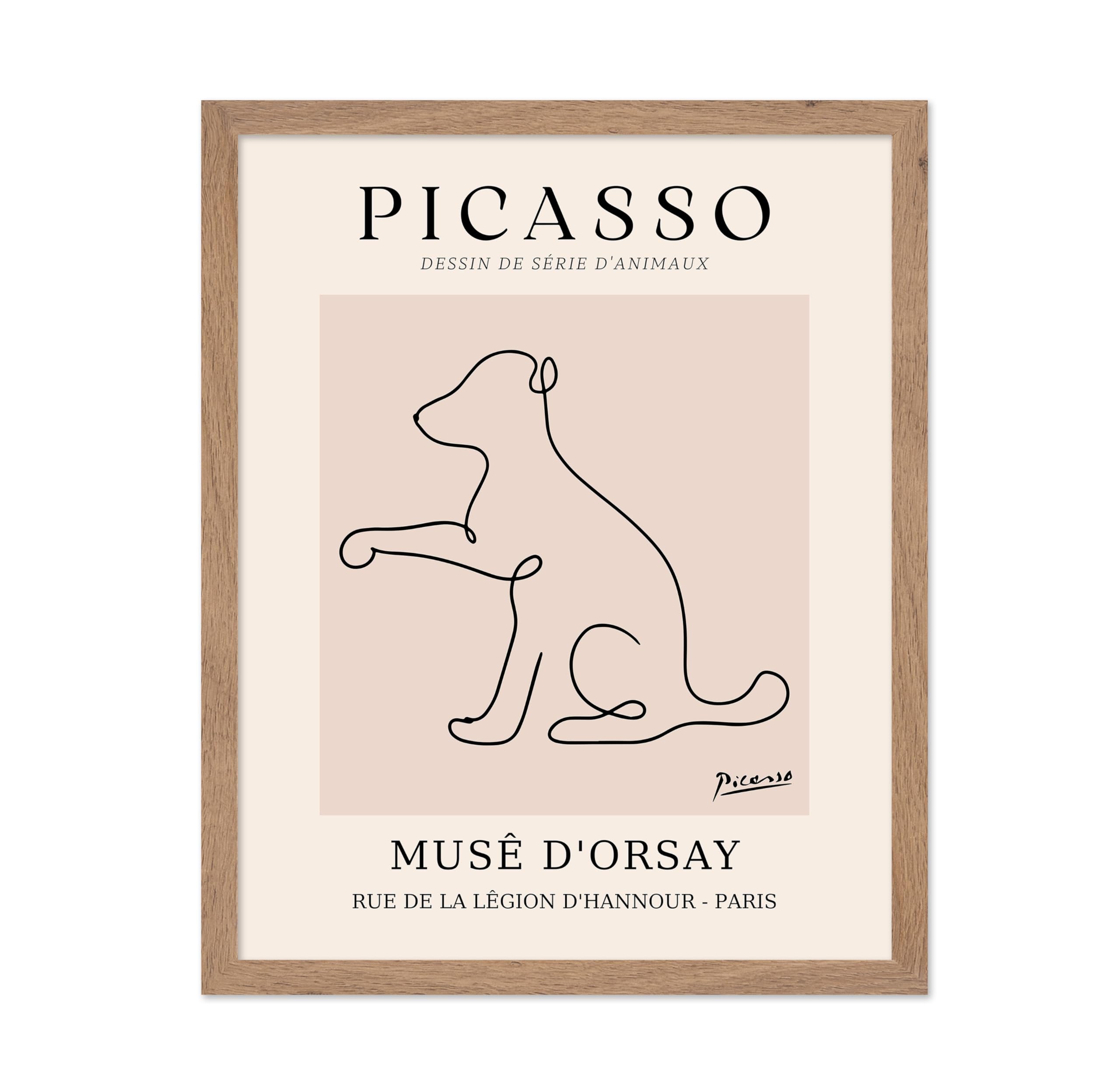 Poster Master Vintage Picasso Poster - Retro One Line Dog Drawing Print - Dog Art - Minimal Gift for Men, Women, Animal Lover - 