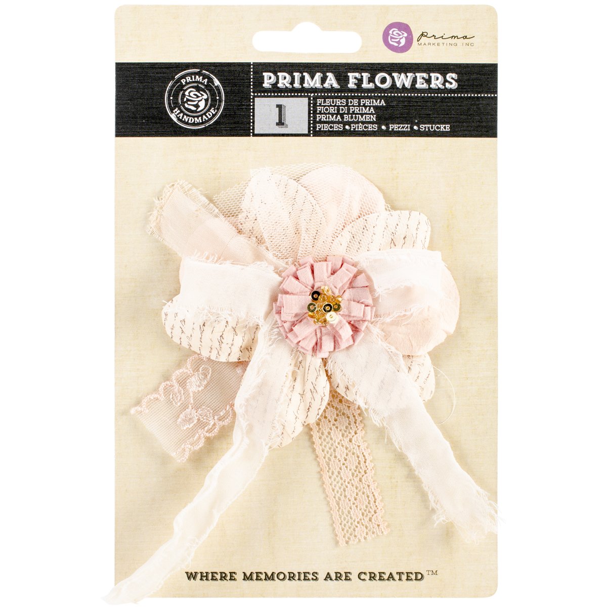 Prima Marketing Marmalade Avalon Fabric Flower Bow, 4-Inch