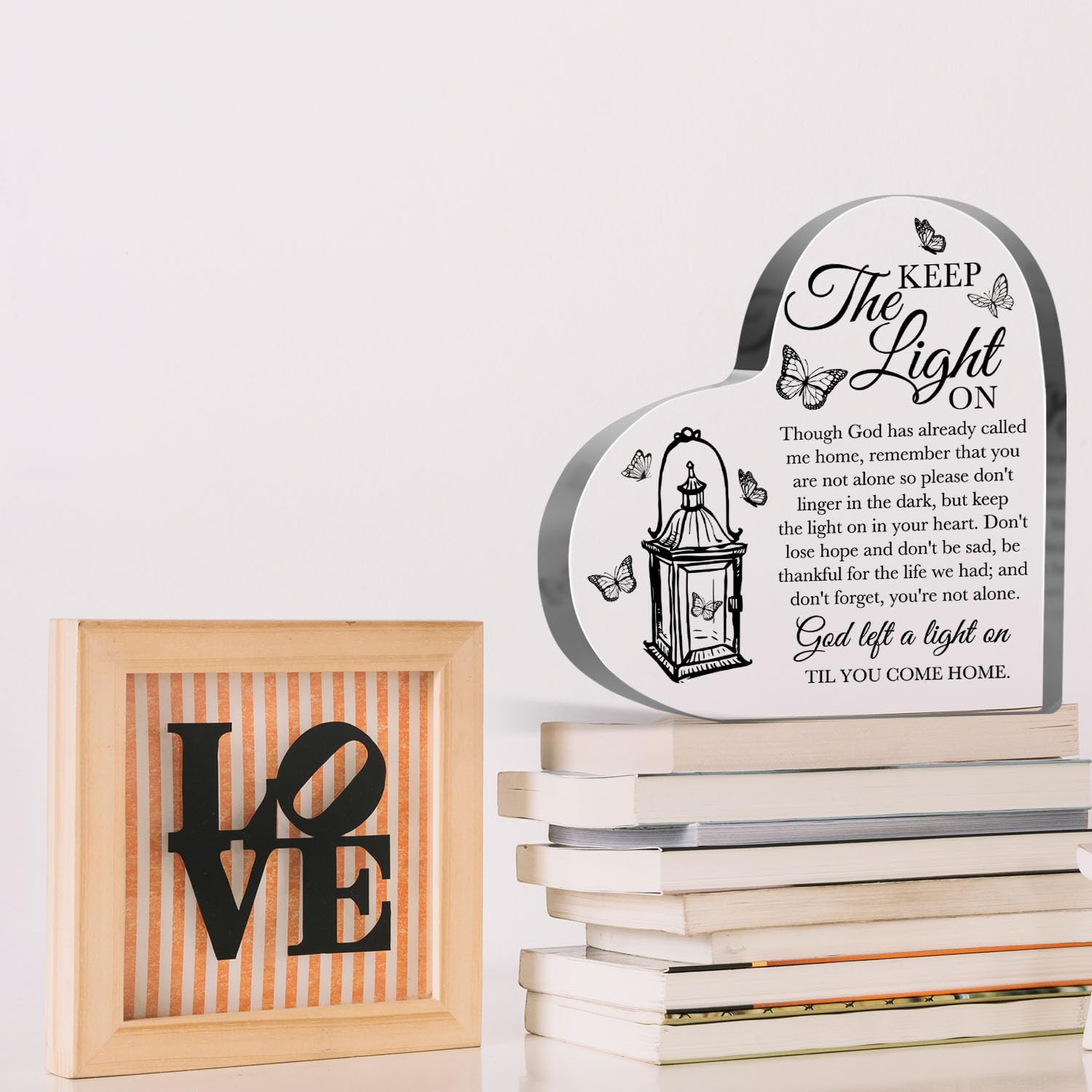 Memorial Ornament Gifts for Loss of One, Loss of Loved One Acrylic Keepsake, Lighthouse Decoration Heart-shaped Acrylic Sign, Re