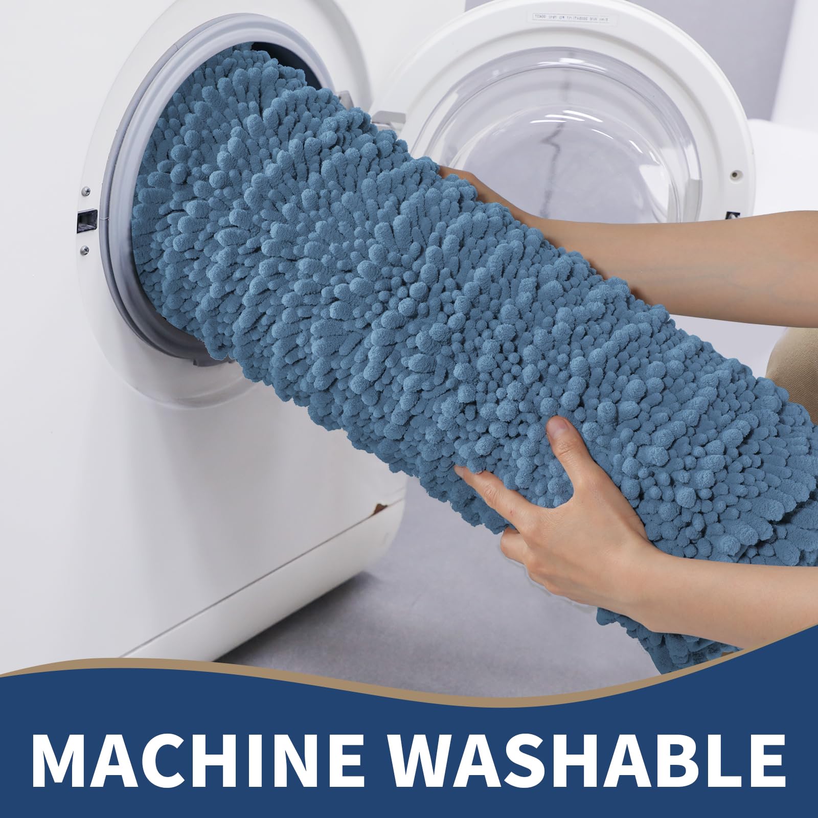 Yimobra Bathroom Rug Sets, Luxury Chenille Shaggy Bath Carpet, Soft Thick, Absorbent Water, Non-Slip, Machine-Washable, Bath Mat