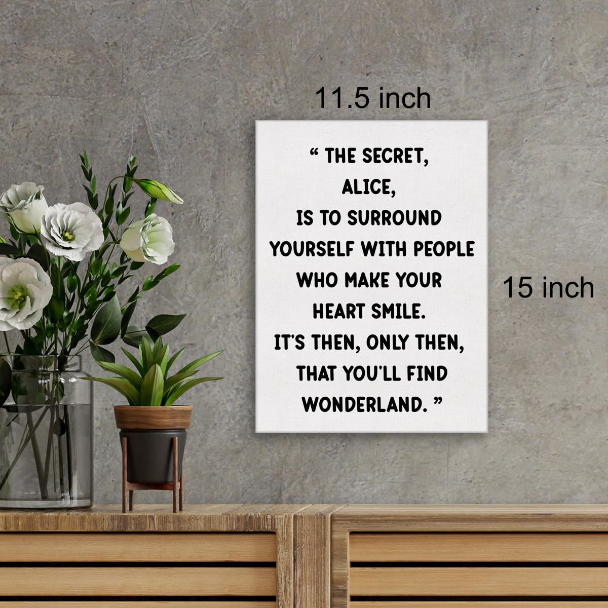 Zauly Canvas Art Print Alice In Wonderland Quote 12X15 Framed Ready To Hang Home Office Living Room Decor