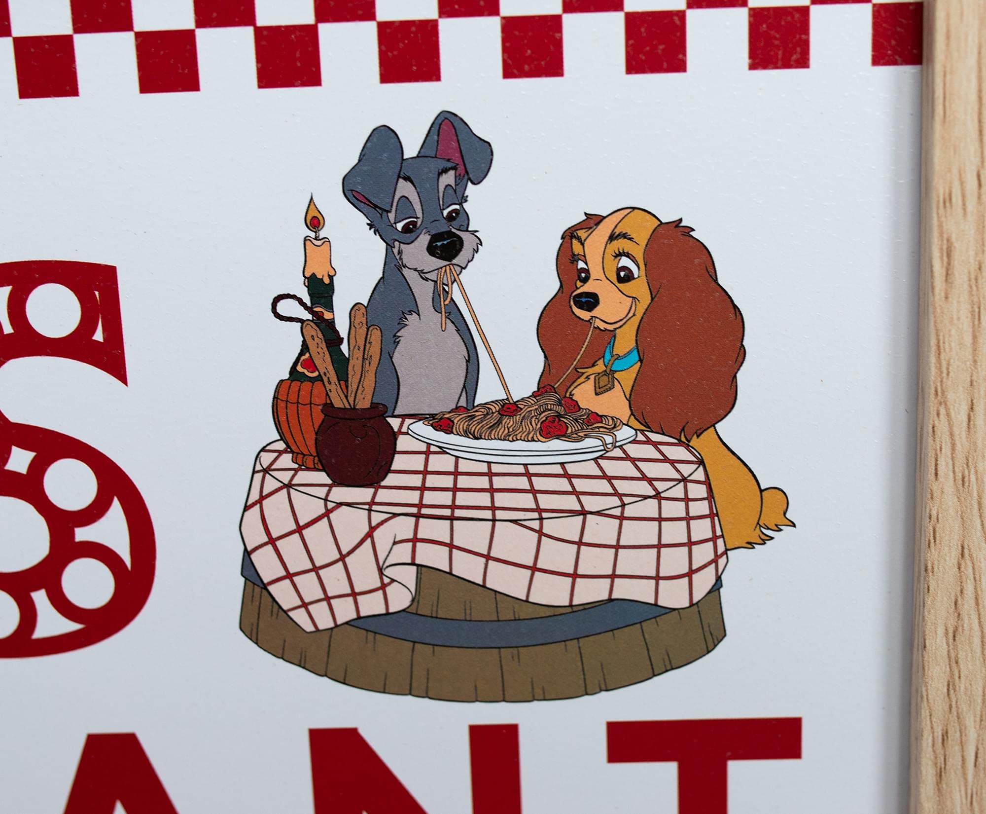 Silver Buffalo Disney Classics Lady And The Tramp Tony'S Restaurant Gel Coat Framed Mdf Wall Decor Art Poster, 10 X 18 Inches