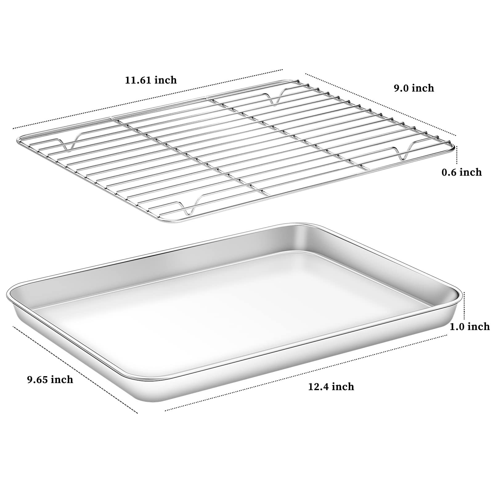 Deedro Baking Sheet With Rack Set [2 Sheets + 2 Racks], Stainless Steel Cookie Half Sheets Baking Pan Oven Tray With Cooling Rac