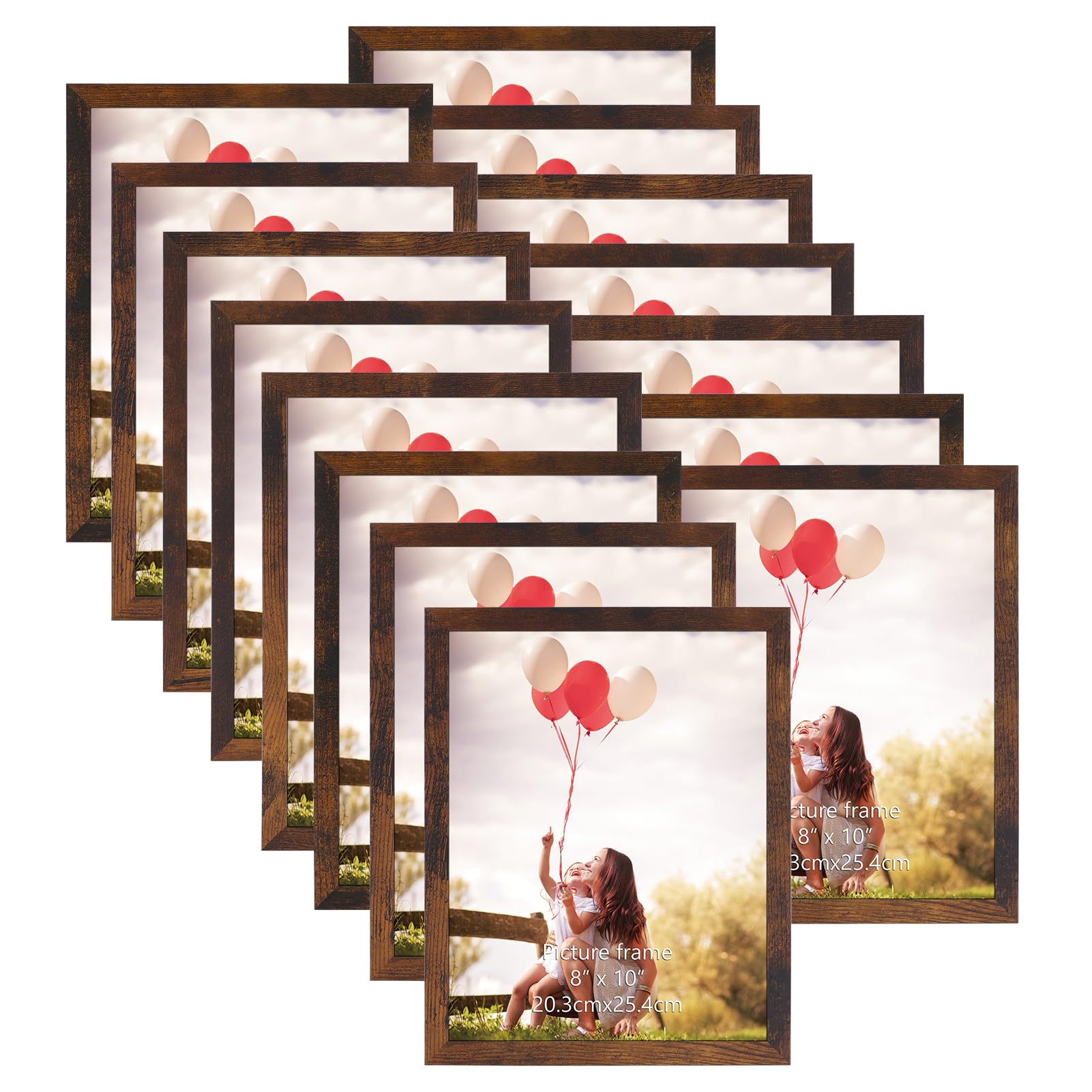 HORLIMER 8x10 Picture Frame Set of 15, Brown Picture Frames Display 8 by 10 Photo for Wall or Tabletop