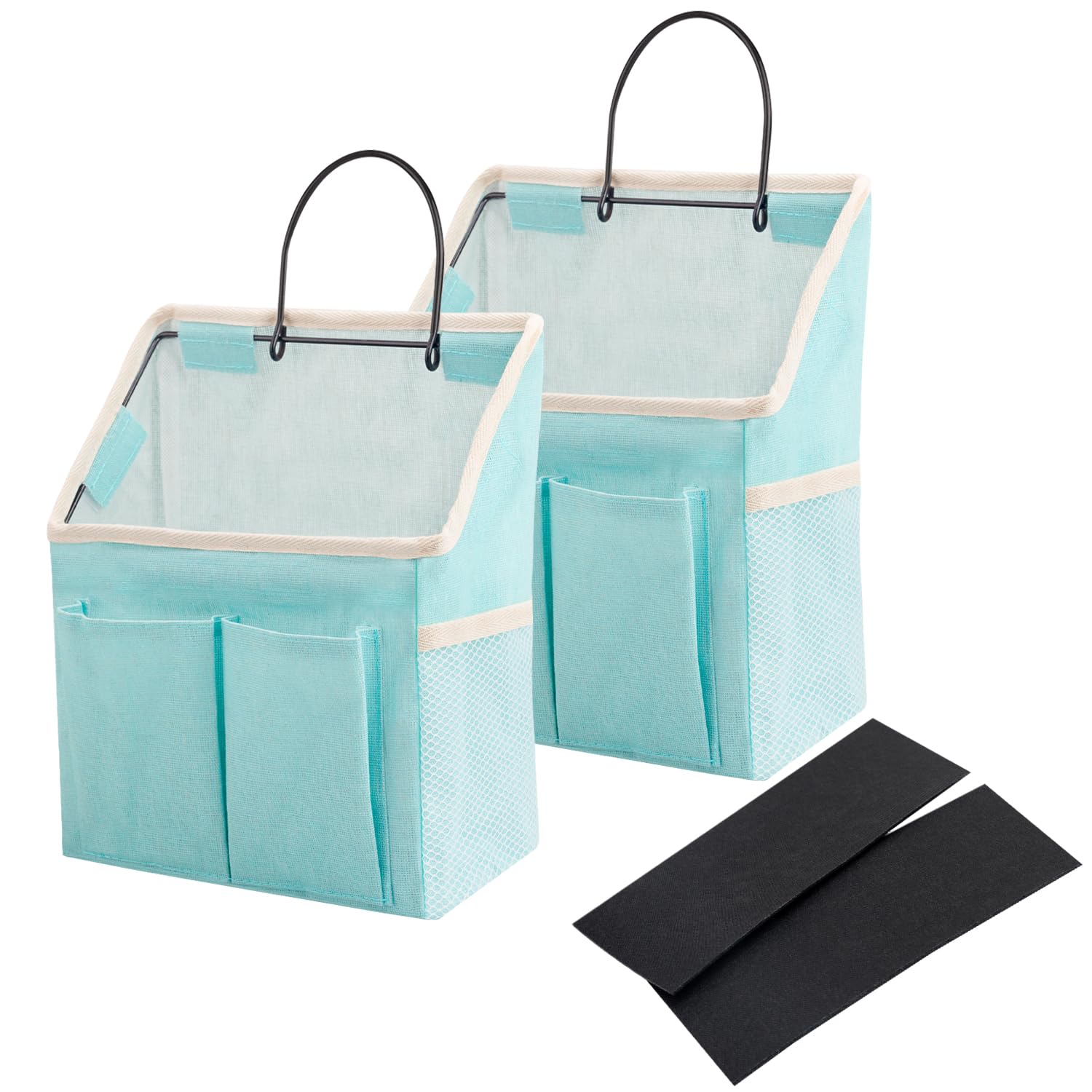 LYroo 2 Pack Wall Hanging Storage Bag Wall Hanging Organizer Basket with Pockets for Bathroom Bedroom Kitchen Dorm Room Essentials Rv Storage and Organization(Light Blue)
