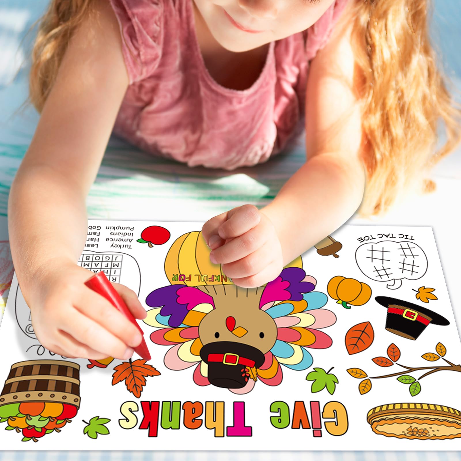 Thanksgiving Coloring Paper Placemats 12 Pcs Turkey Crafts For Kids Fall School Party Activity Table Mats Disposable 11 X 16 Inc