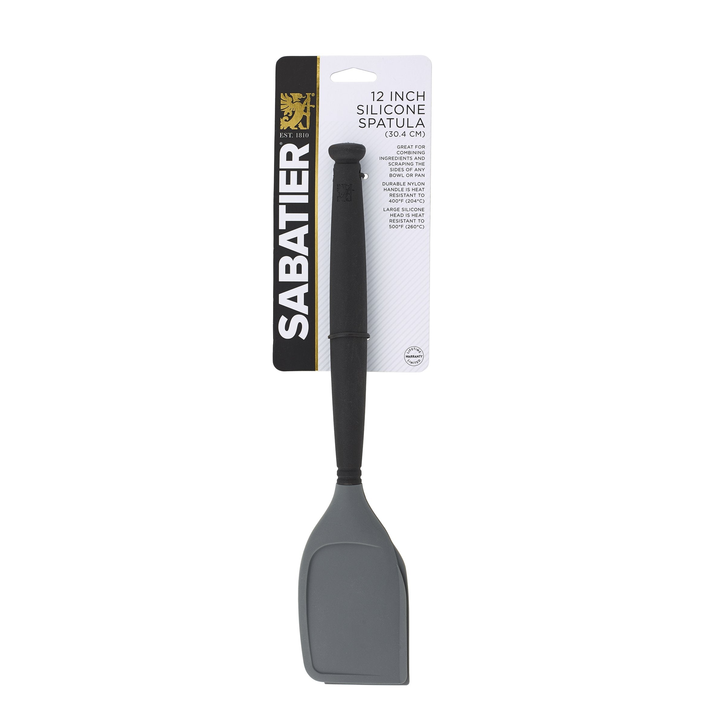 Sabatier Nylon Spatula With Silicone Head, 12-Inch, Black/Gray