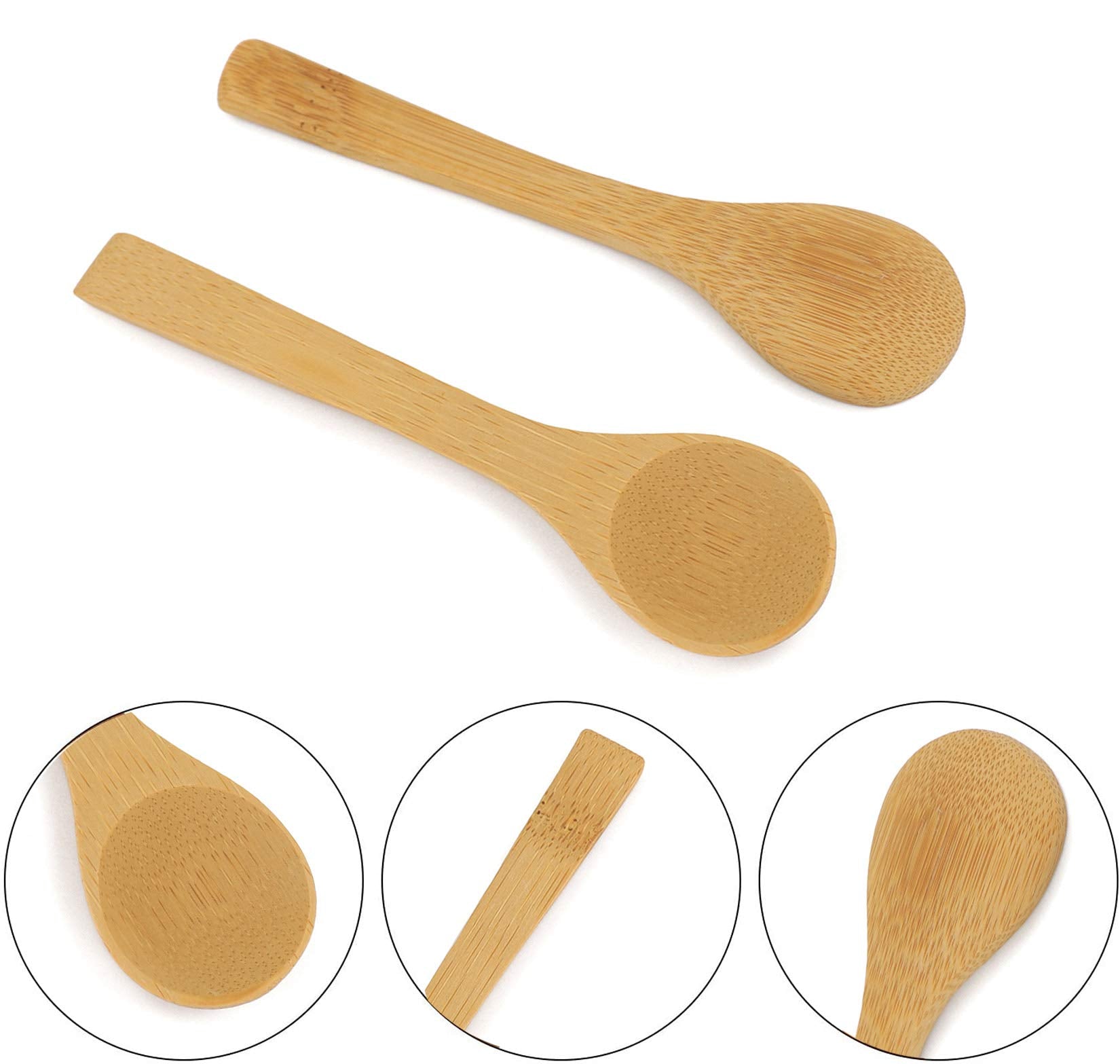 Bezall 5Pcs Small Wooden Spoons, Mini Wooden Condiment Salt Spoons Tasting Spoons Honey Teaspoons For Seasoning Coffee Tea Sugar