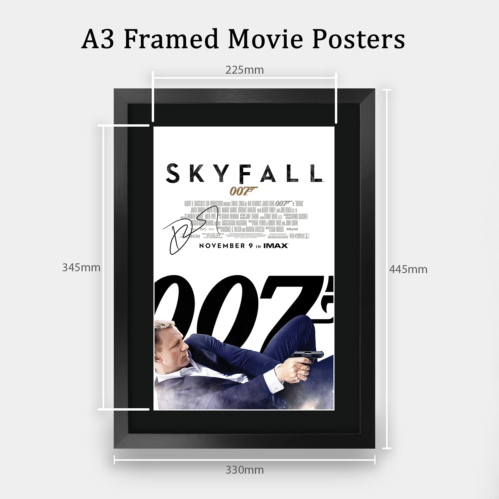 HWC Trading James Bond Skyfall Movie Poster - Signed 16" x 12" Framed Autograph Display