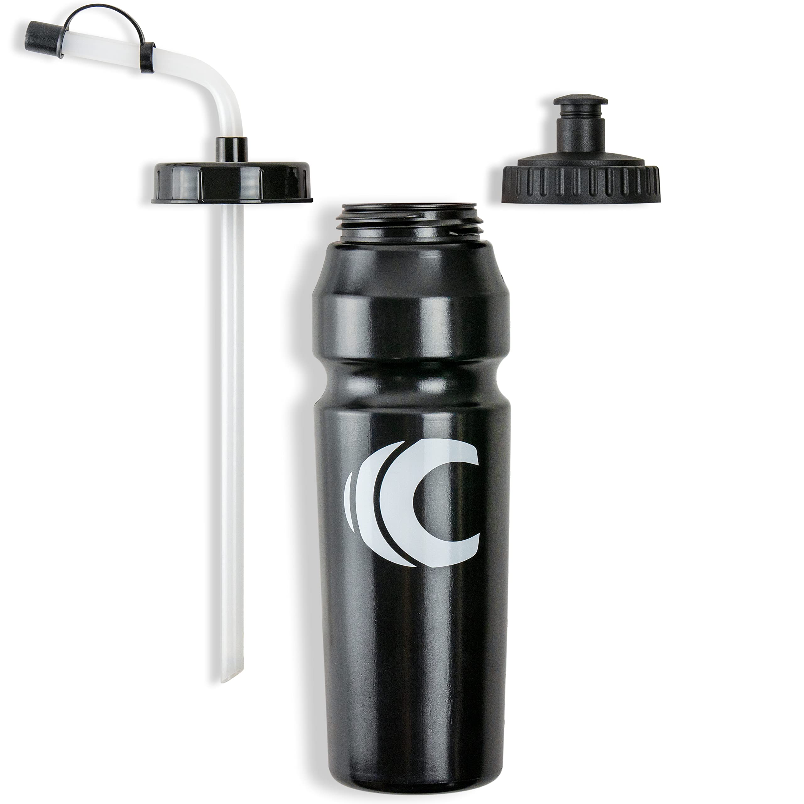Cannon Sports 1 Liter Squeeze Water Bottle With Straw Lid New Easy Grip 34 Oz Pack Of 2 (Black)