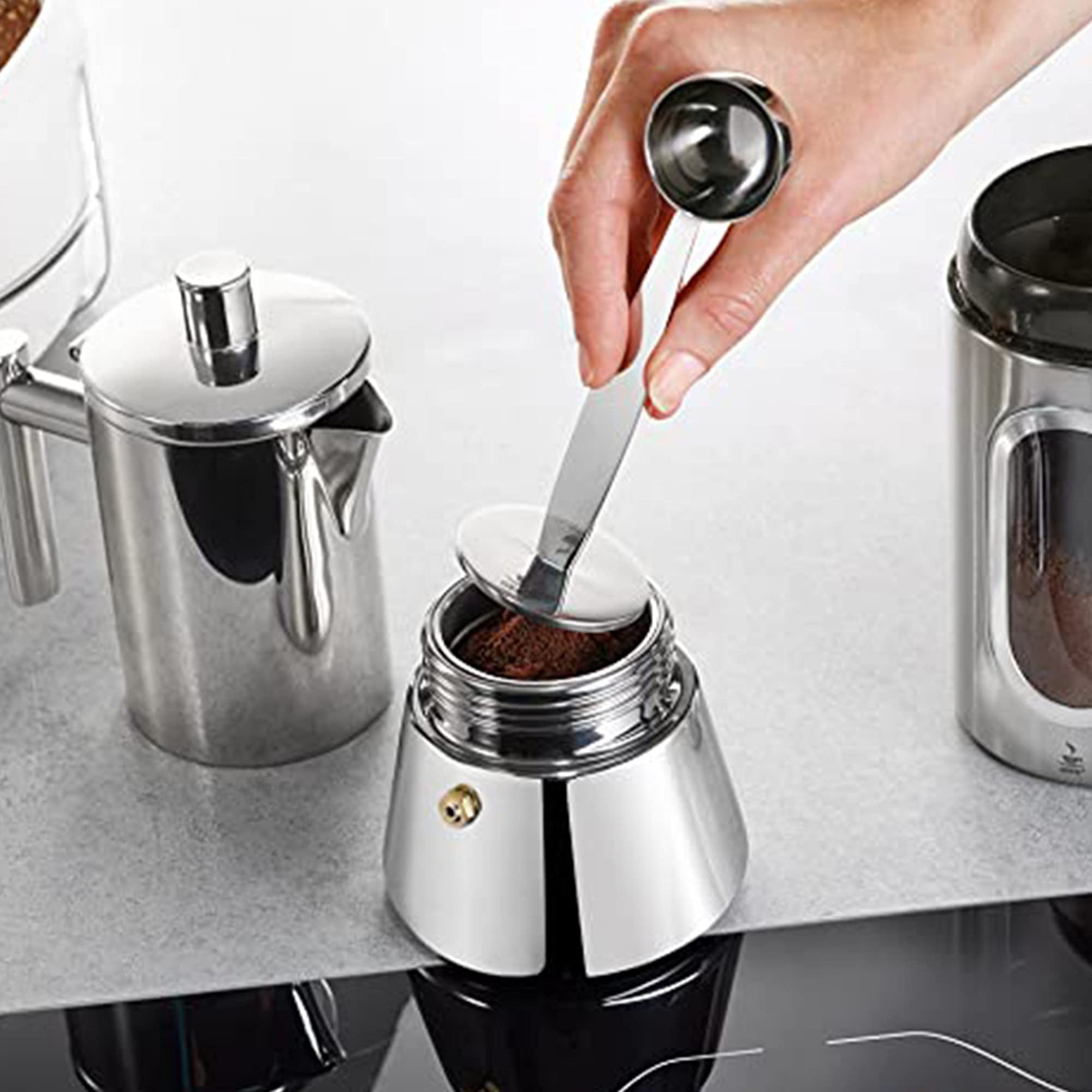 Espresso Coffee Scoop Tablespoon Measure Spoon Stainless Steel Dual-Purpose Multi Function 2-In-1 Tamper Measuring Tea Scoops