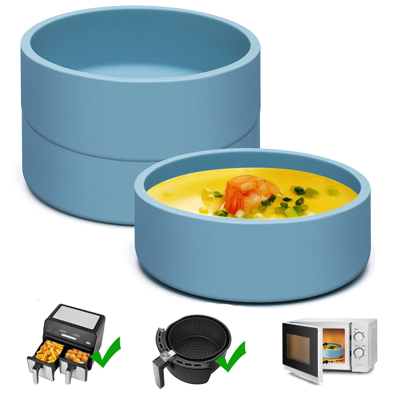 Silicone Air Fryer Egg Pan, Reusable Sous Vide Egg Bite Maker Air Fryer Egg Mold Individual Microwave Egg Cooker Eggwich Egg Bit