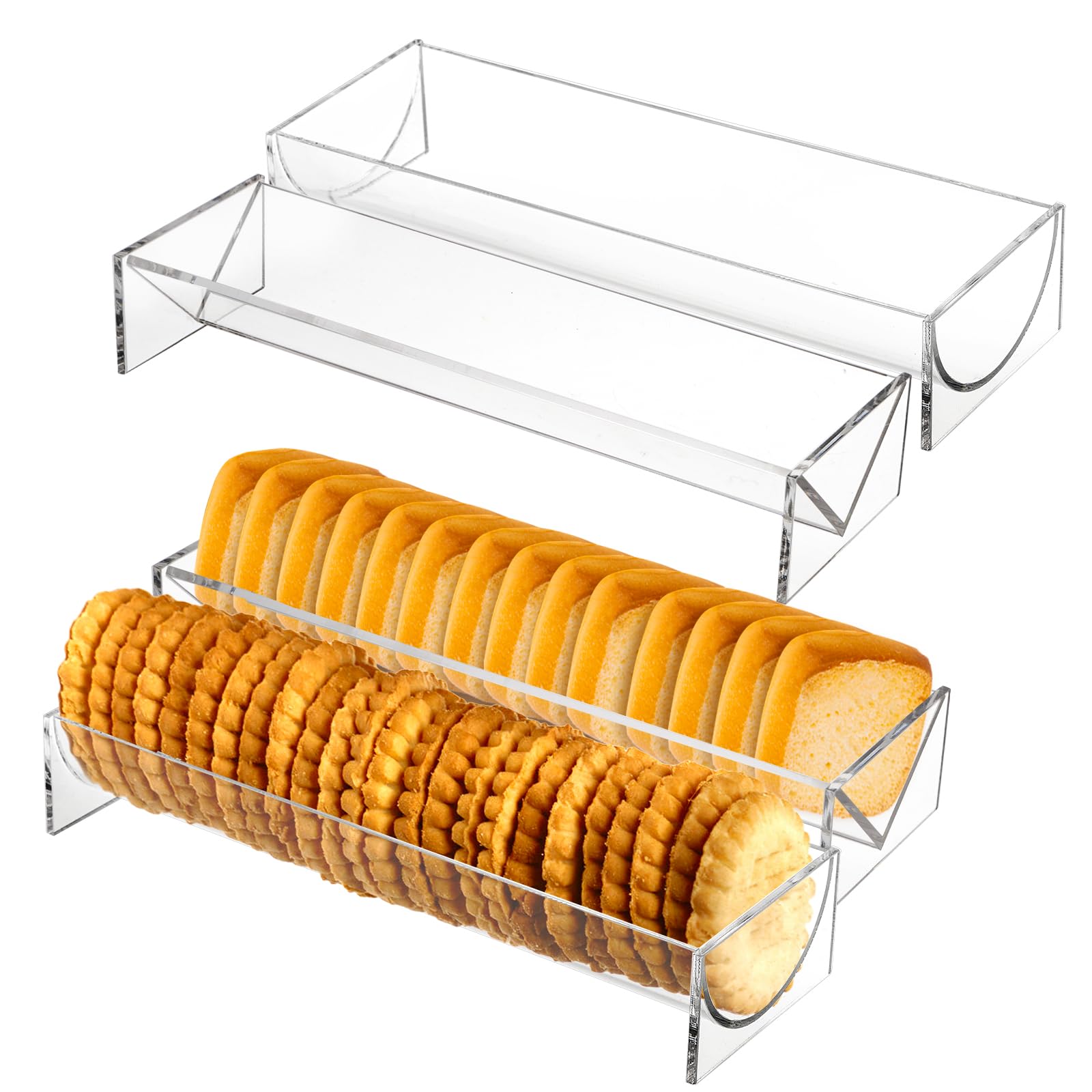 Soujoy 4 Pack Cracker Tray For Serving, Acrylic Biscuit Stand Cracker Server, Rectangular Clear Food Display Holder For Countert