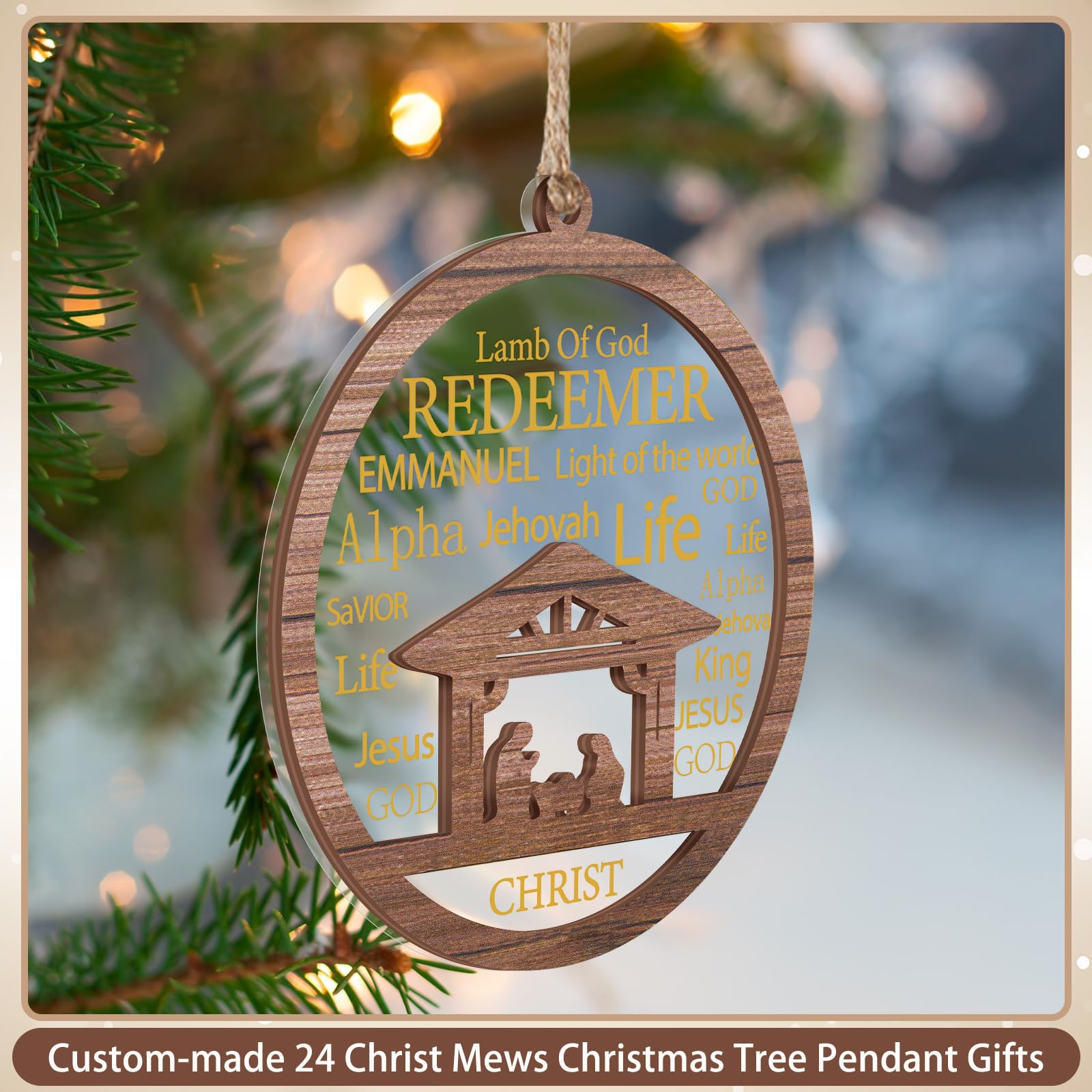 CroBlissful 36 Pack Christmas Nativity Scene Ornaments Bulk Wooden Christian Religious Catholic Gifts Nativity Story Jesus Mary