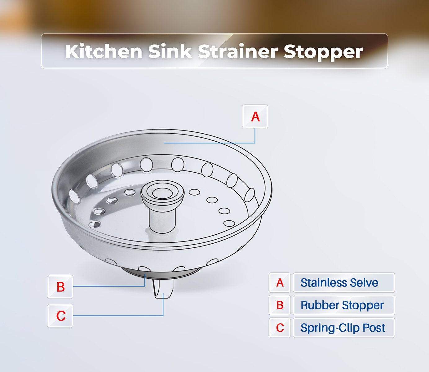 K&J Kitchen Sink Strainer Stopper - 2-In-1 Stainless Steel Spring Clip Kitchen Sink Drain Strainer And Stopper (Spring Clip - Un