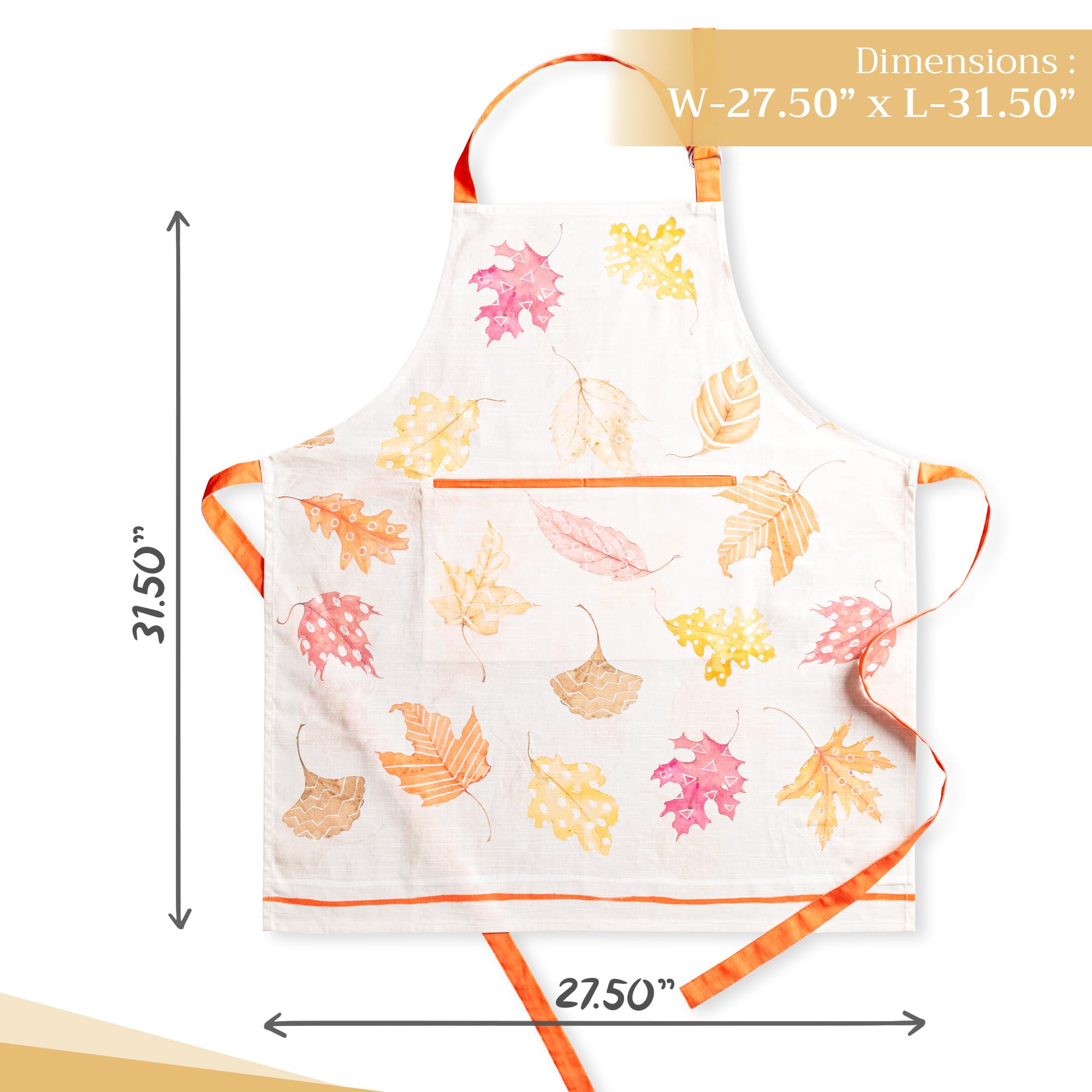 Maison d ' Hermine Apron 100% Cotton 27.50Inch x 31.50Inch 1 Piece Adjustable Neck Strap Cloth Apron with Center Pocket for Mothers Day Gifts  Women  Men  Chef  Colors of Autumn -Thanksgiving/Christmas